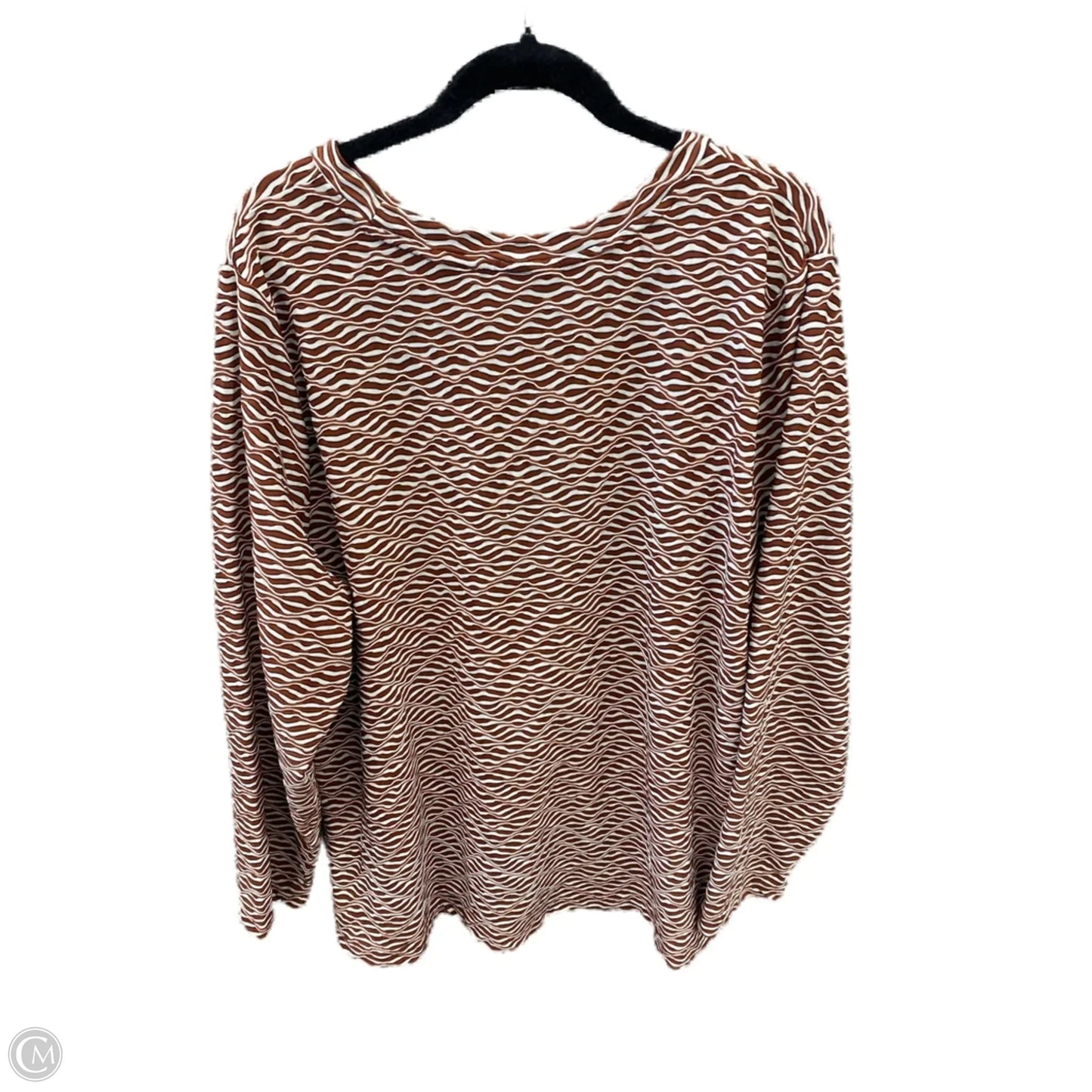 Top Long Sleeve By Ava & Viv In Brown & White, Size: 3x