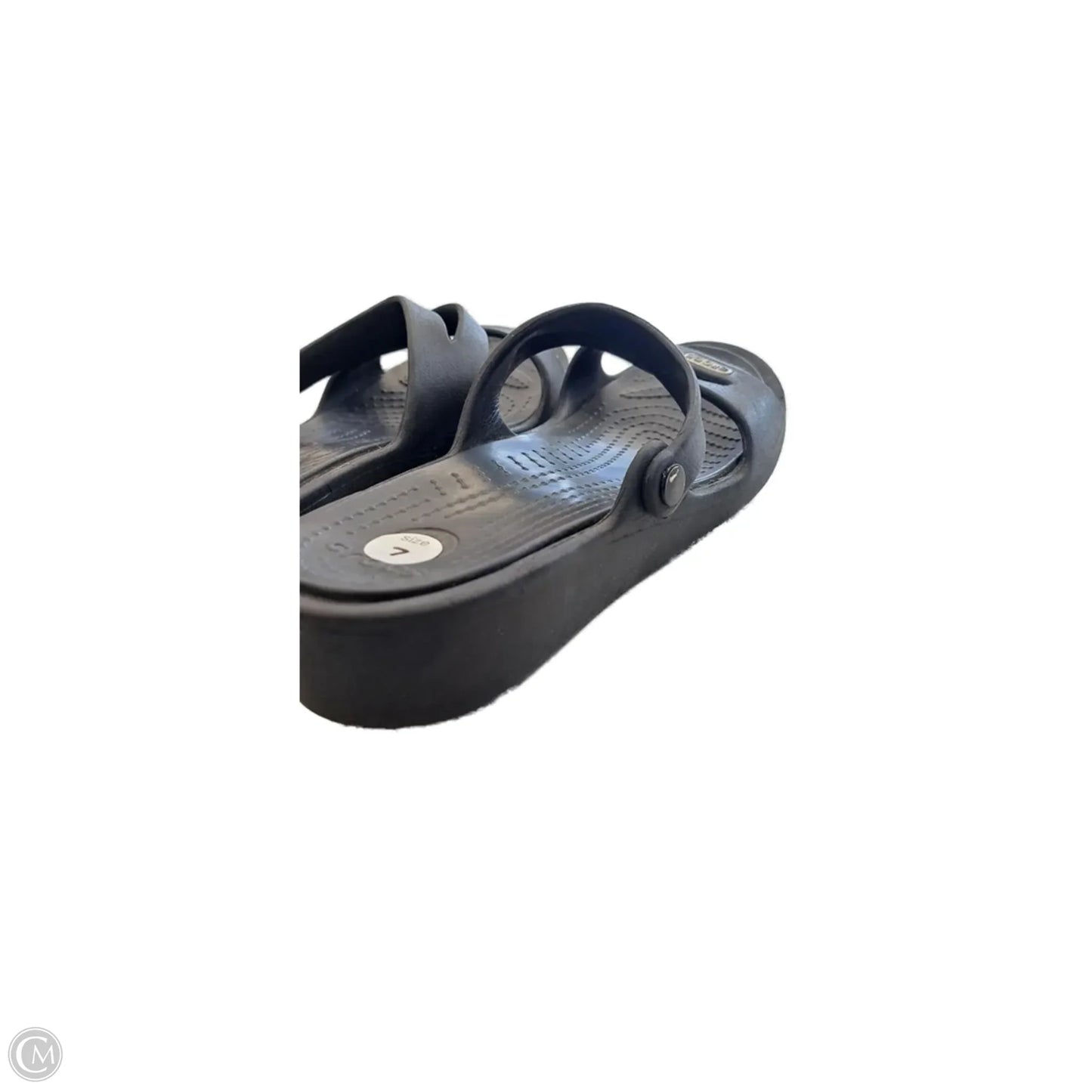 Sandals Flats By Crocs In Black, Size: 7
