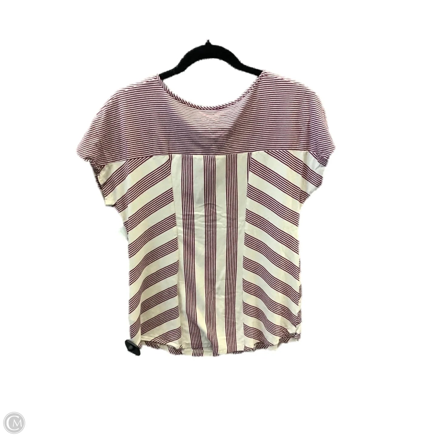 Top Short Sleeve By Sonoma In Cream & Purple, Size: M