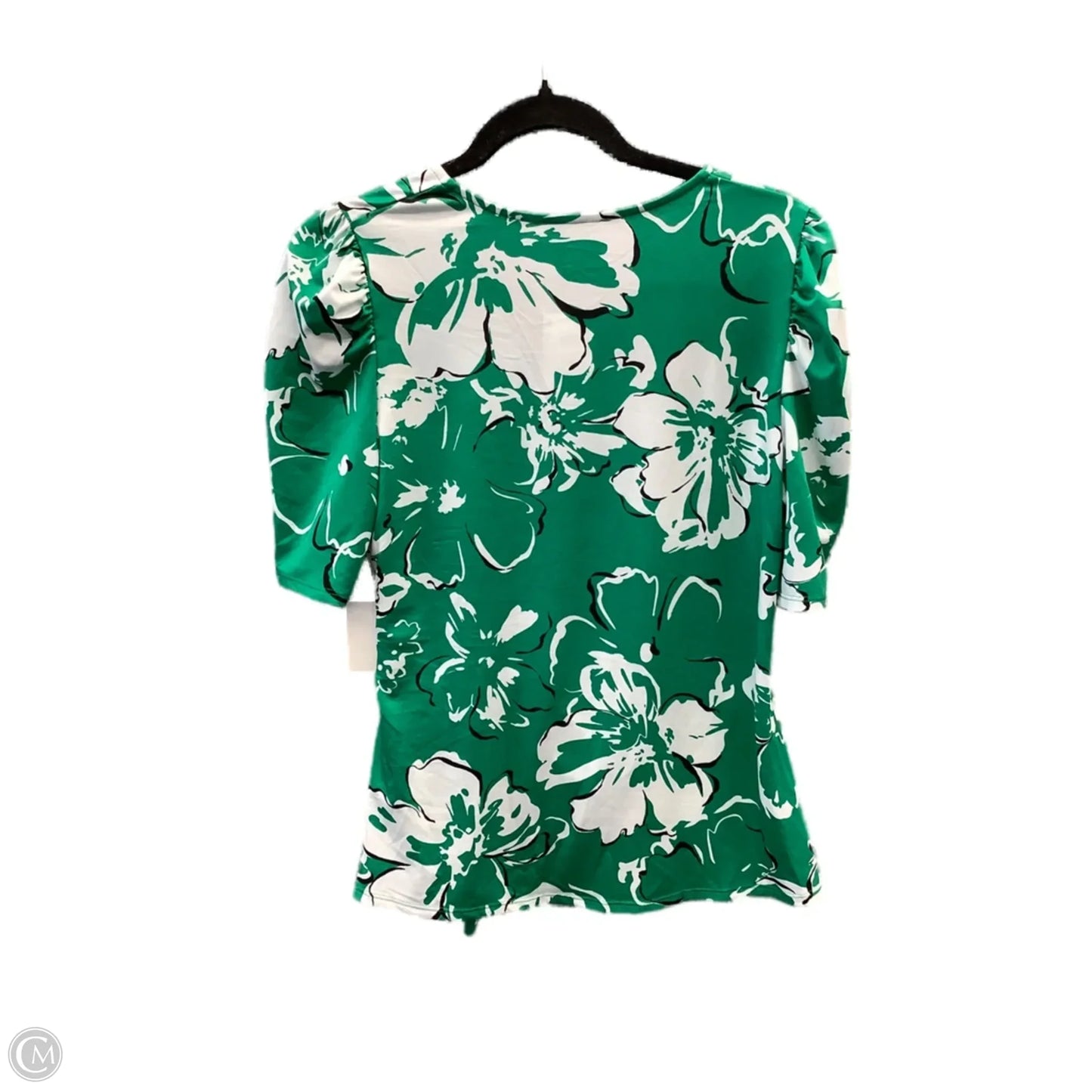 Top Short Sleeve By Perseption Concept In Green & White, Size: S