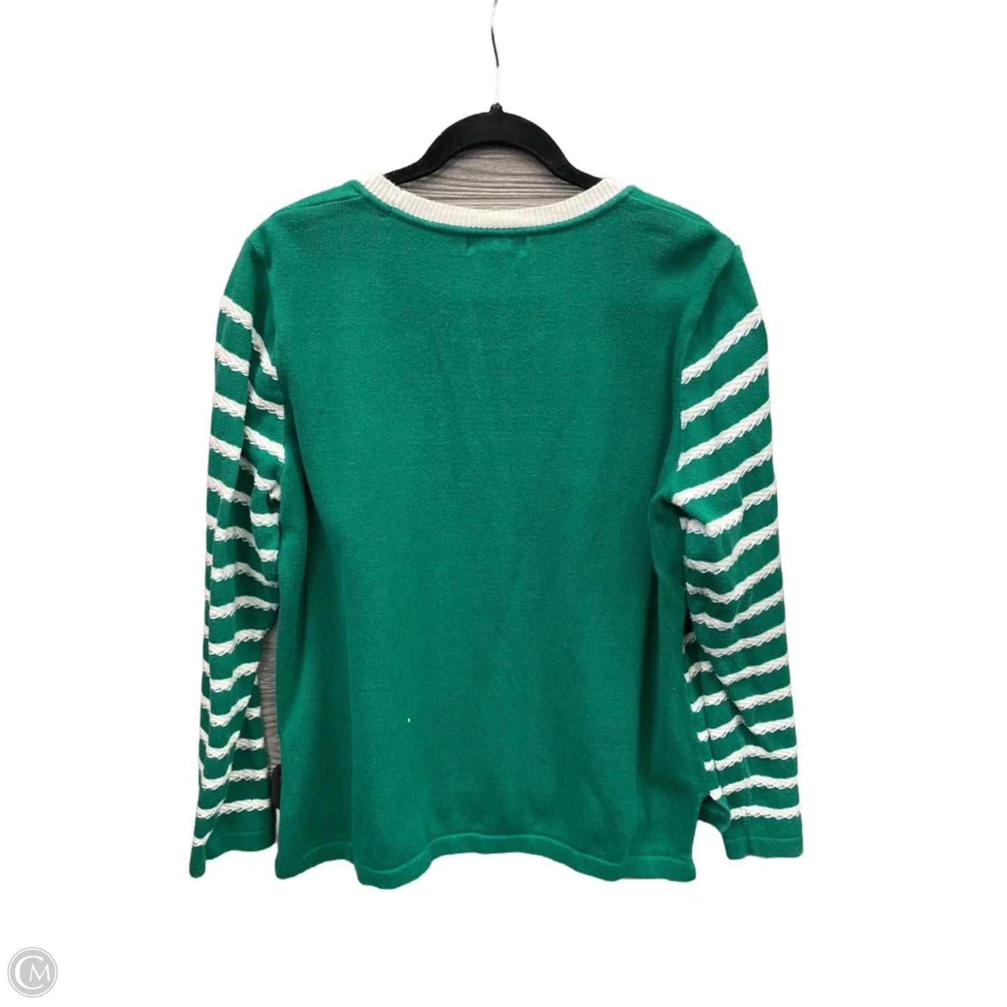 Sweater By Liz Claiborne In Green & White, Size: Xl