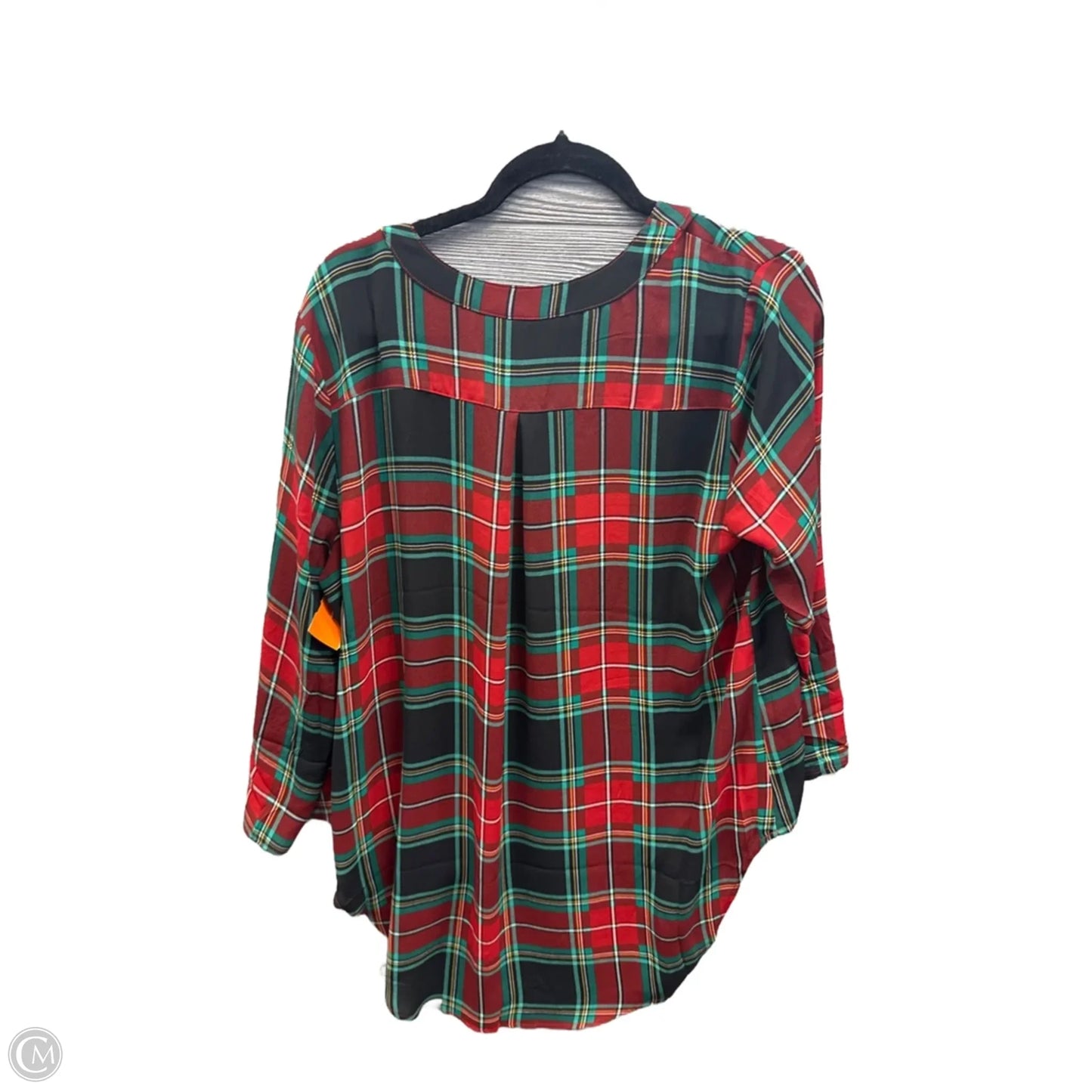 Top Long Sleeve By Cato In Plaid Pattern, Size: L