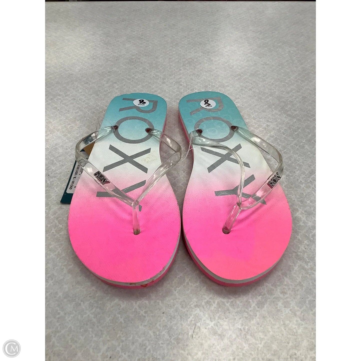Sandals Flip Flops By Roxy In Multi-colored, Size: 8