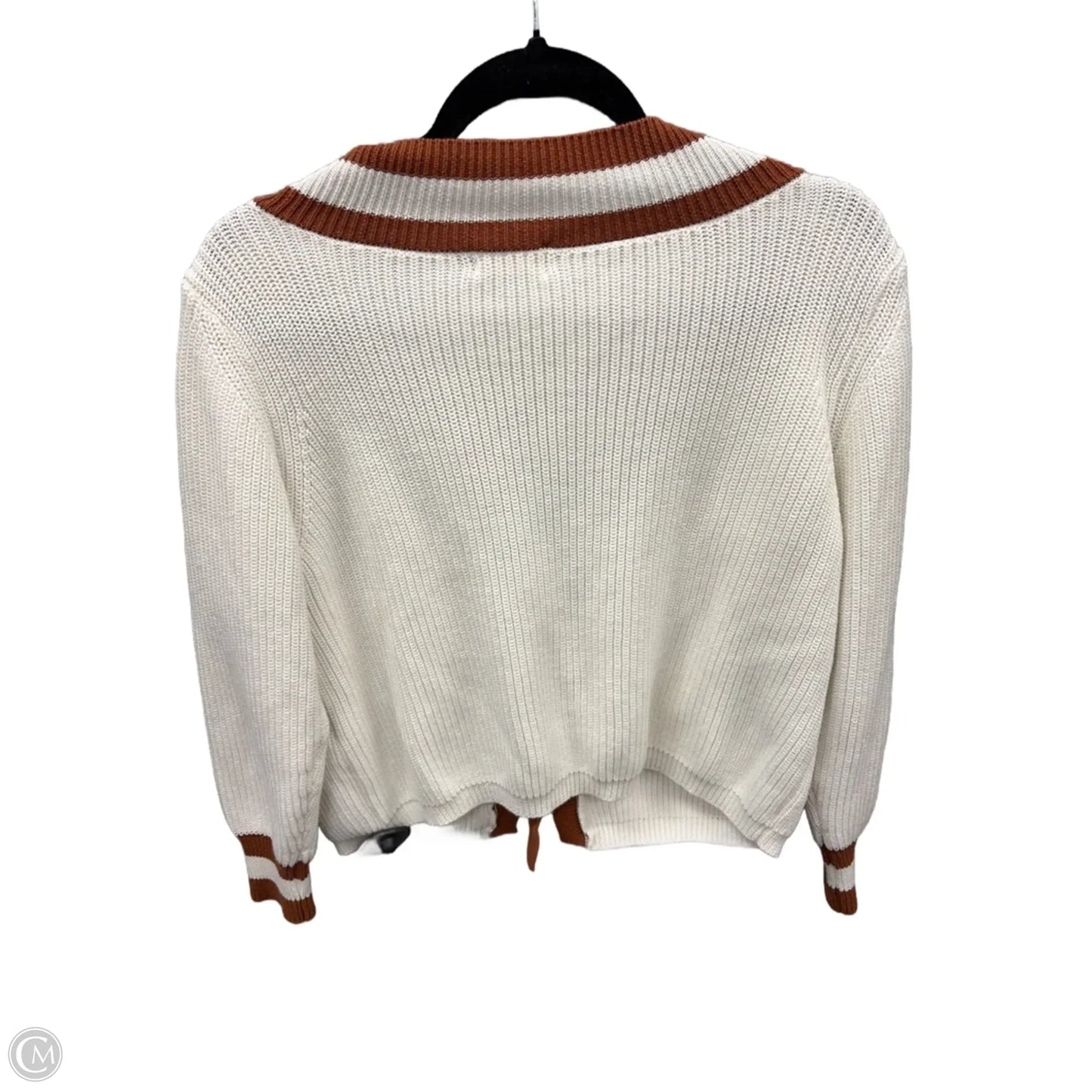 Sweater Cardigan By Pink Lily In Brown & White, Size: M