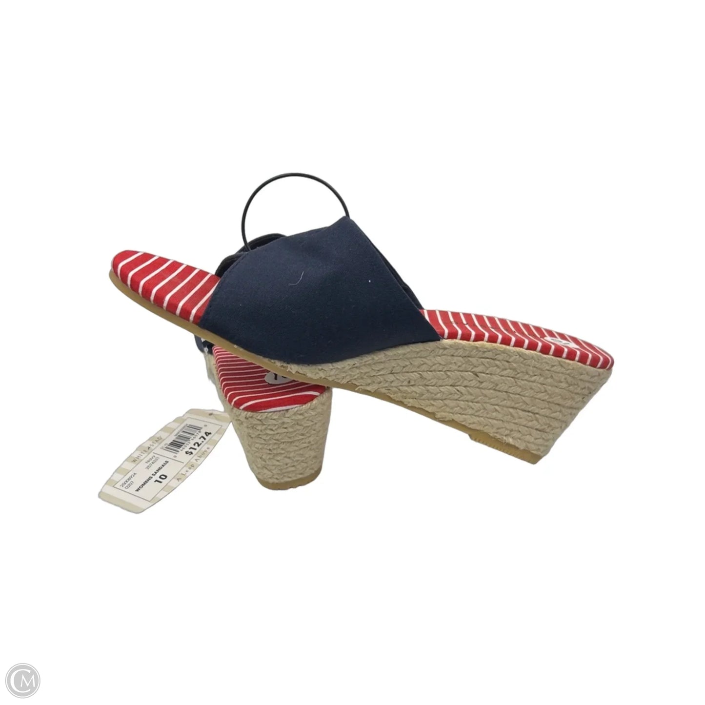 Sandals Heels Wedge By White Stag In Blue & Red & White, Size: 10