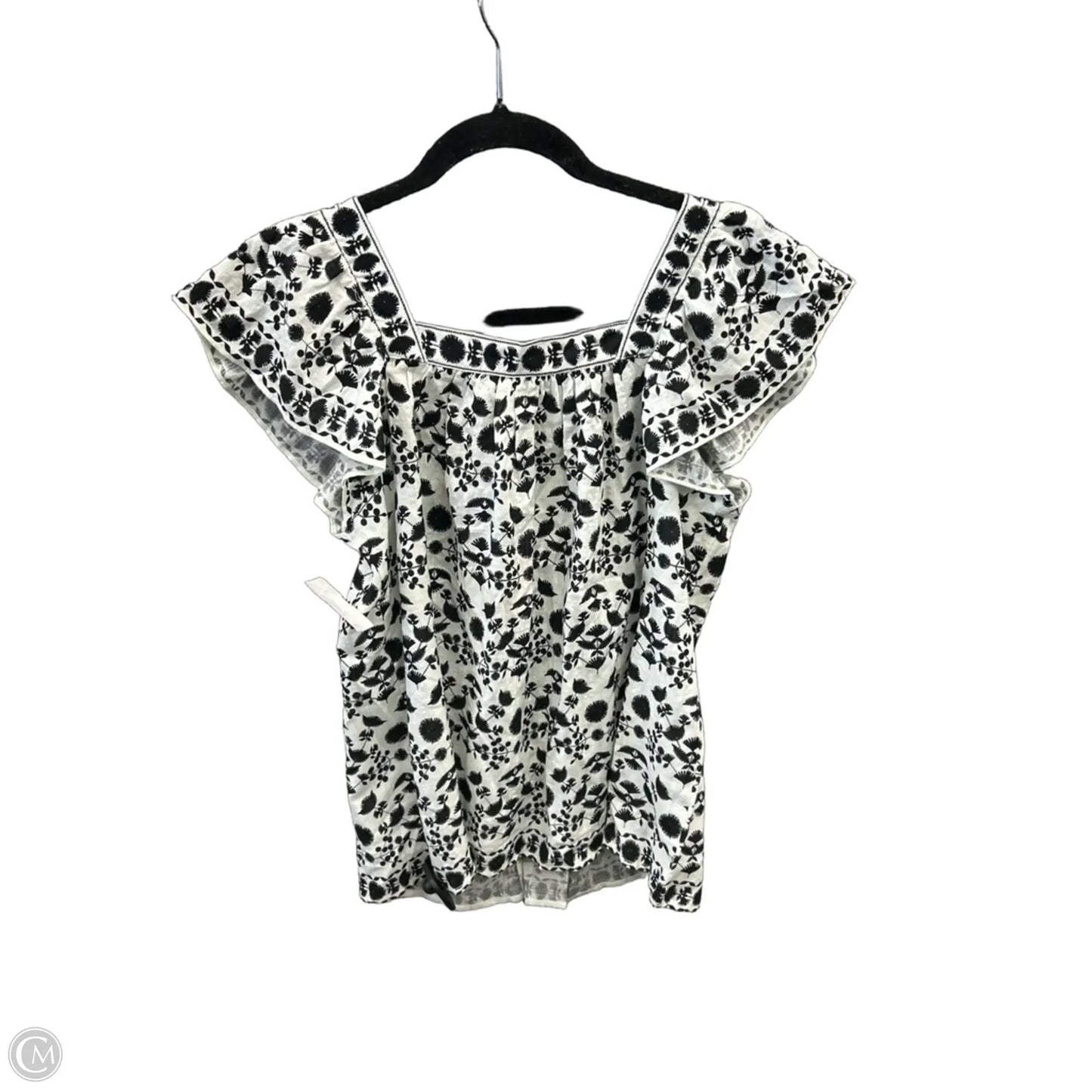 Top Short Sleeve By Max Studio In Black & White, Size: S