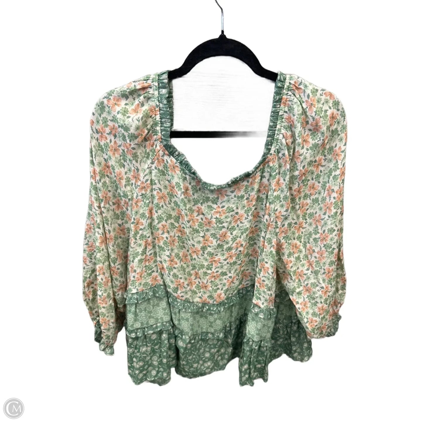 Top Long Sleeve By Cato In Green, Size: Xl
