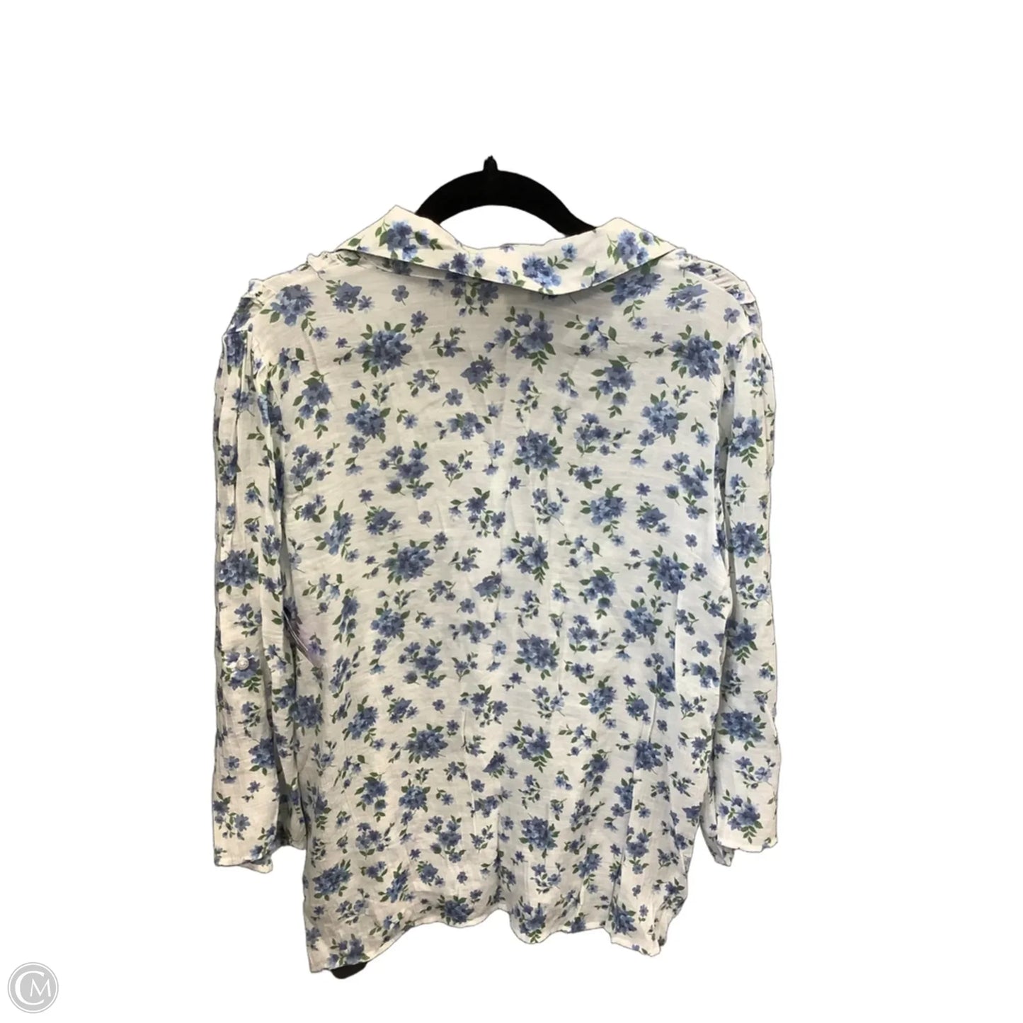 Tunic Long Sleeve By Indigo Rose In Blue & White, Size: Xl