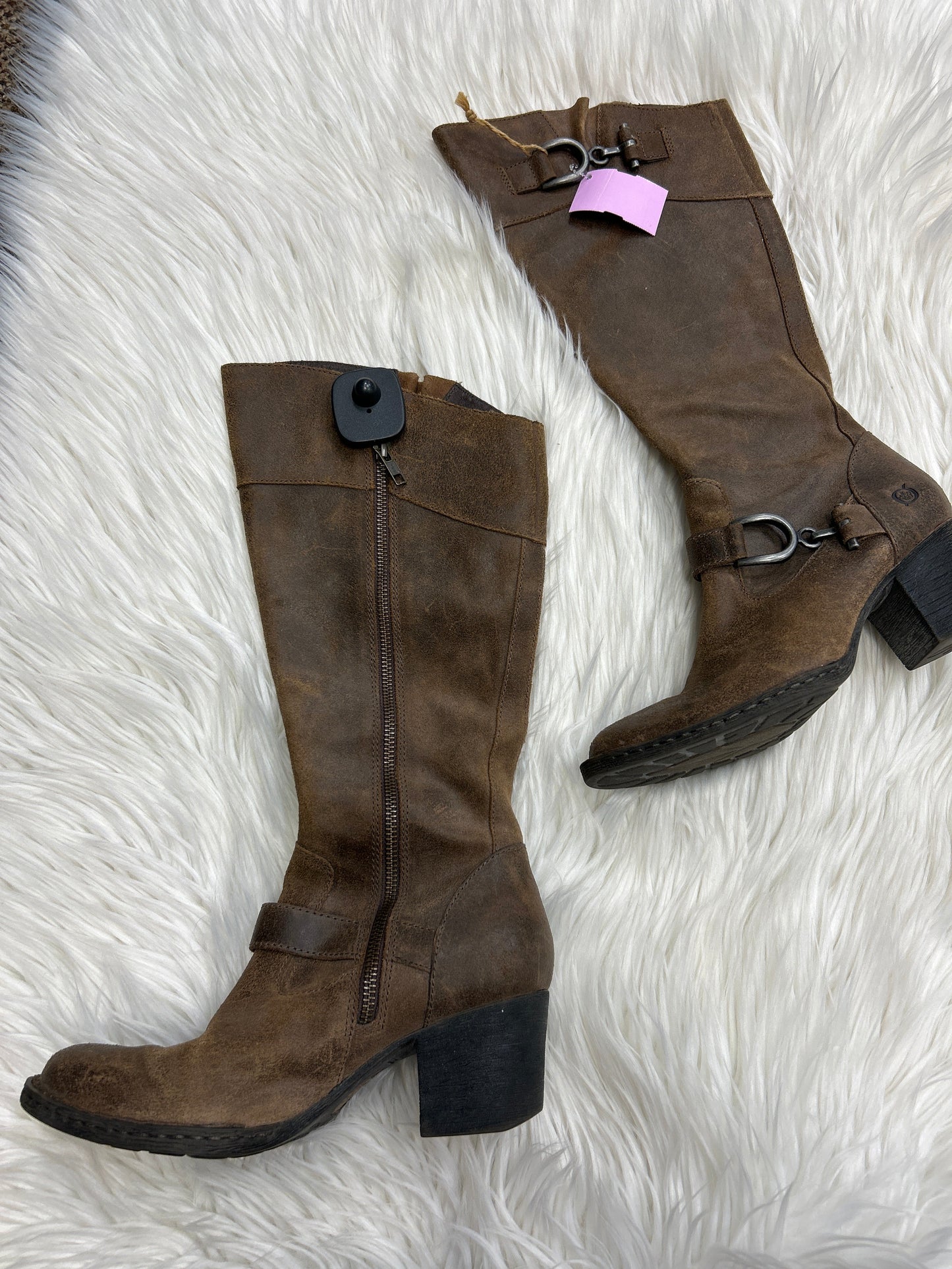 Boots Mid-Calf Flats By Born In Brown, Size:6.5