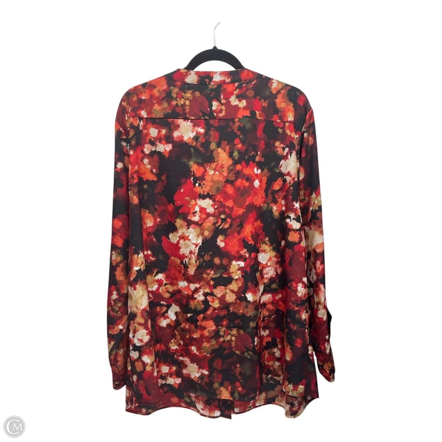 Blouse Long Sleeve By Calvin Klein In Floral Print, Size: 2x