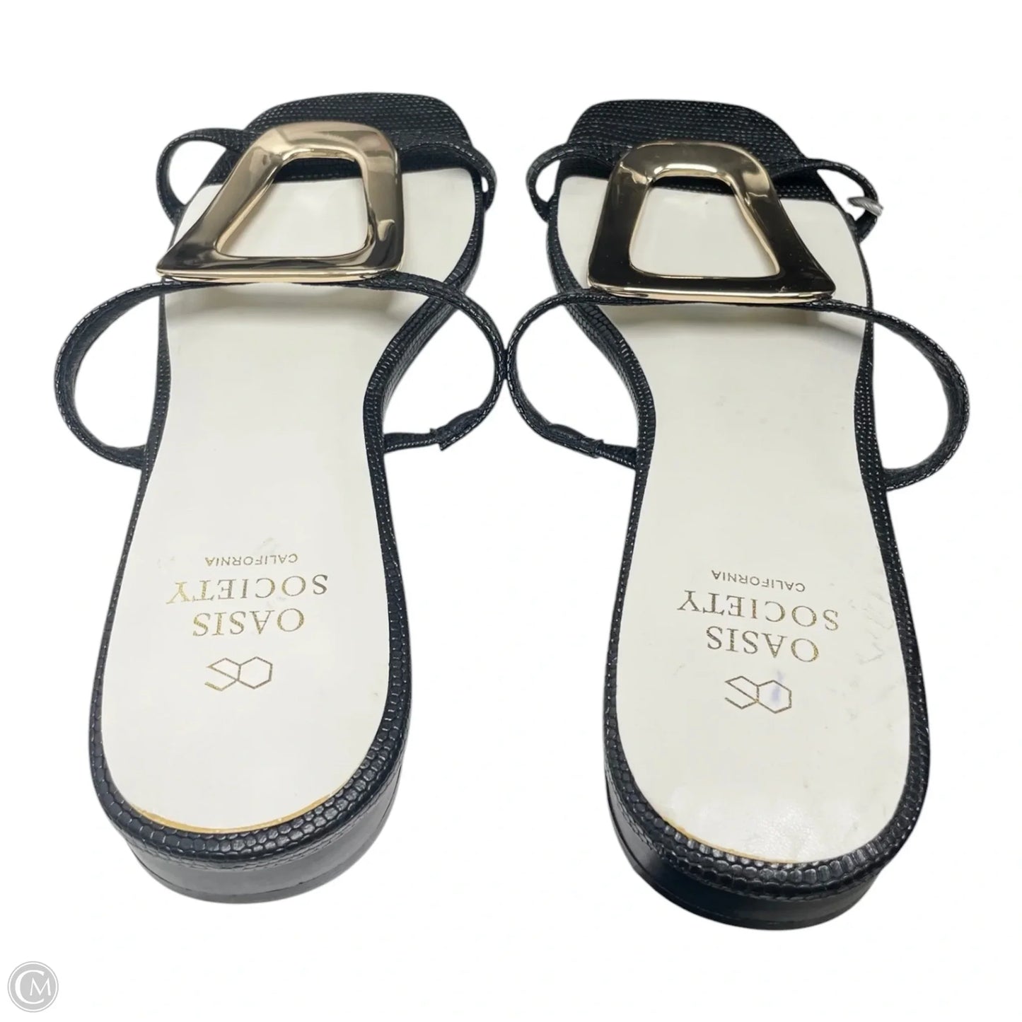 Sandals Flats By Oasis Society In Black & Gold, Size: 8.5