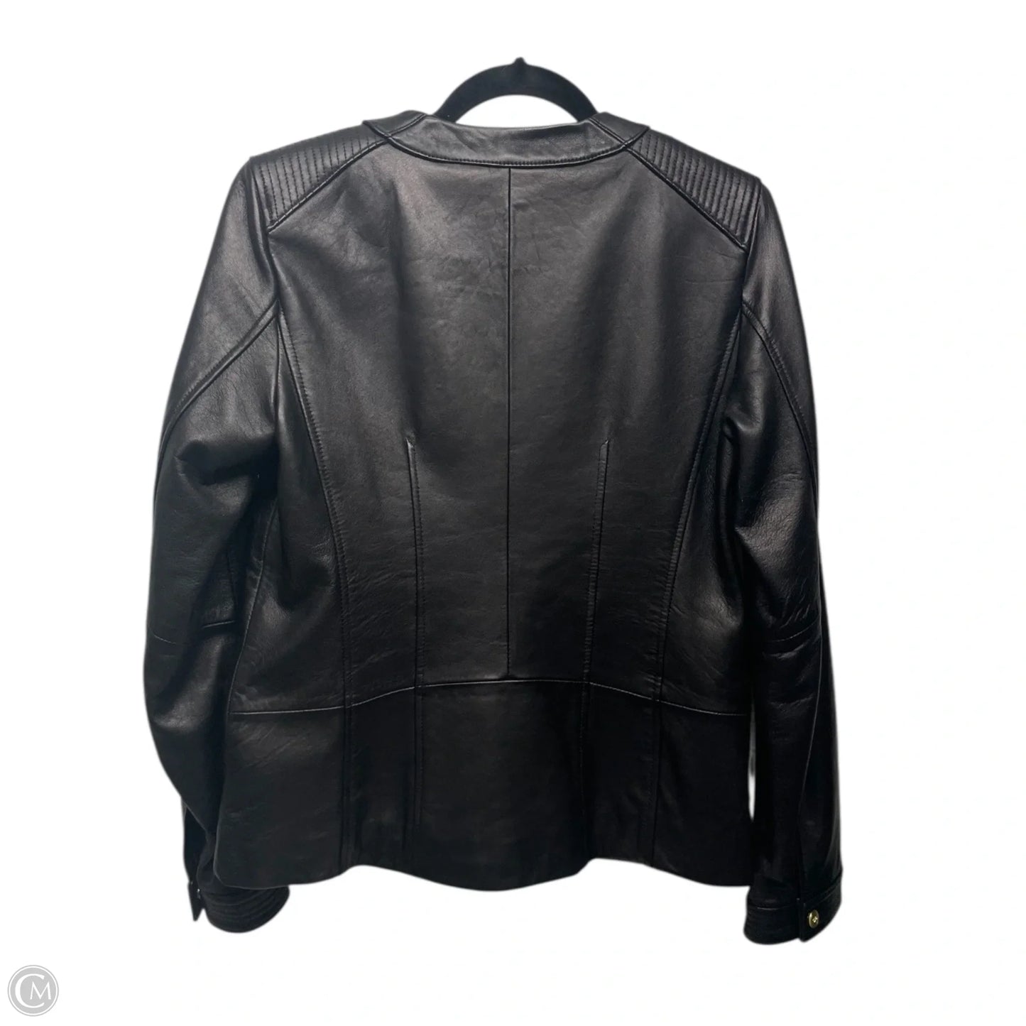 Jacket Leather By Cole-haan In Black, Size: M