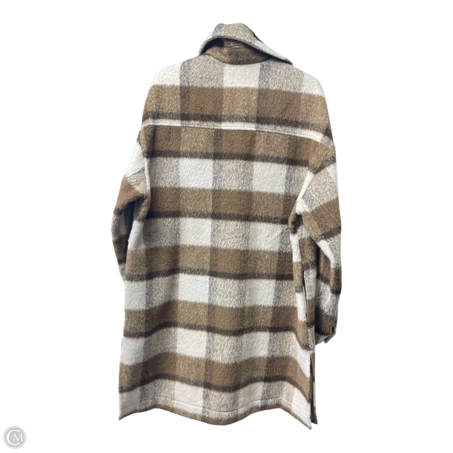 Jacket Faux Fur & Sherpa By Francesca's In Plaid Pattern, Size: M