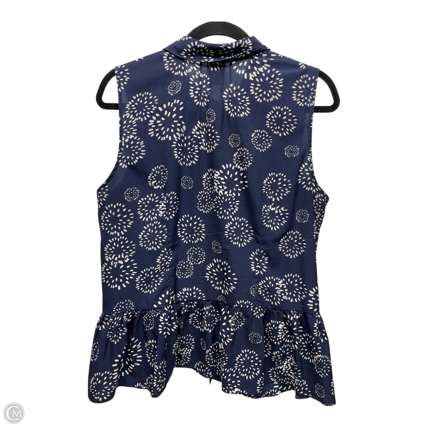 Top Sleeveless By Cabi In Blue & White, Size: L