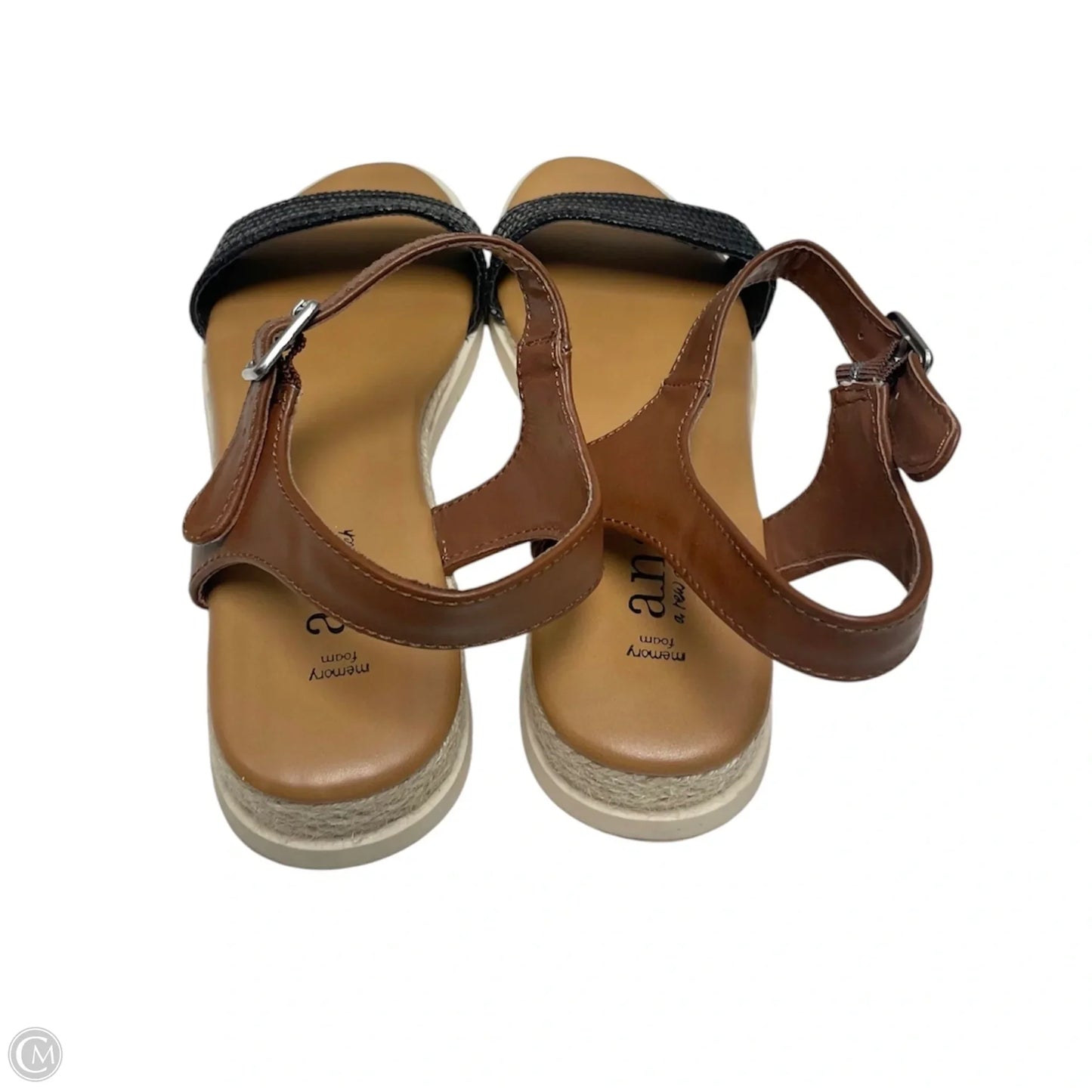 Sandals Flats By Ana In Black & Tan, Size: 9.5