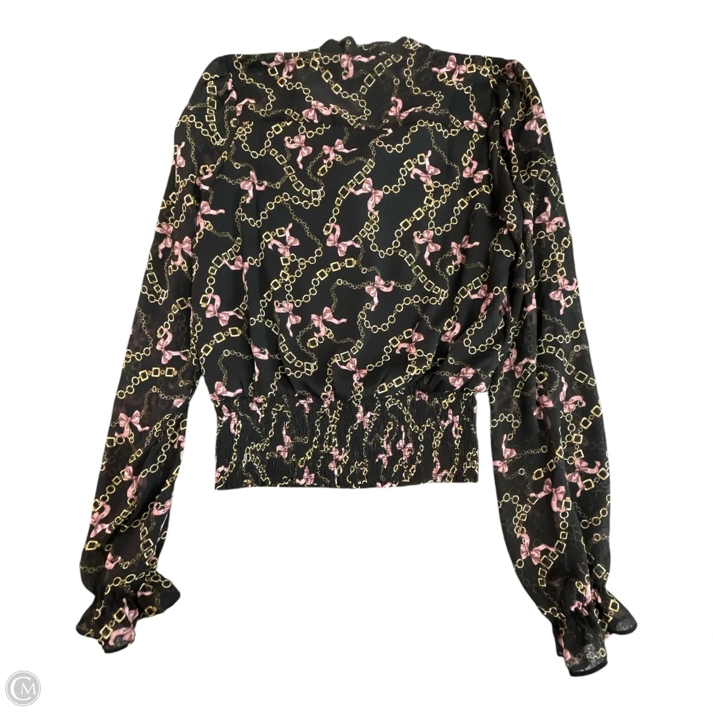 Top Long Sleeve By Tamara H In Black & Pink, Size: Xs