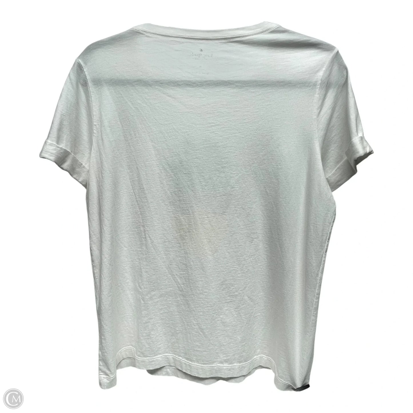 Top Short Sleeve Designer By Kate Spade In White & Yellow, Size: M