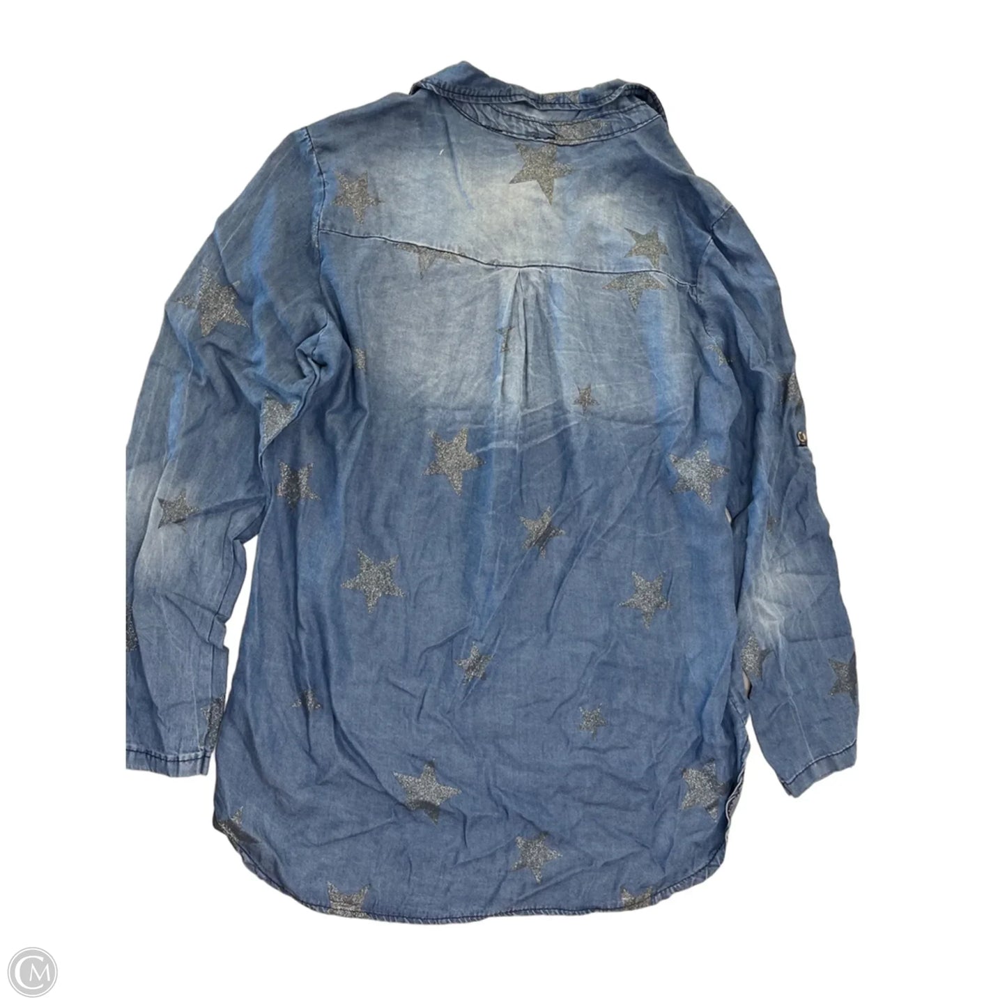 Top Long Sleeve By Venti6 In Blue Denim, Size: S