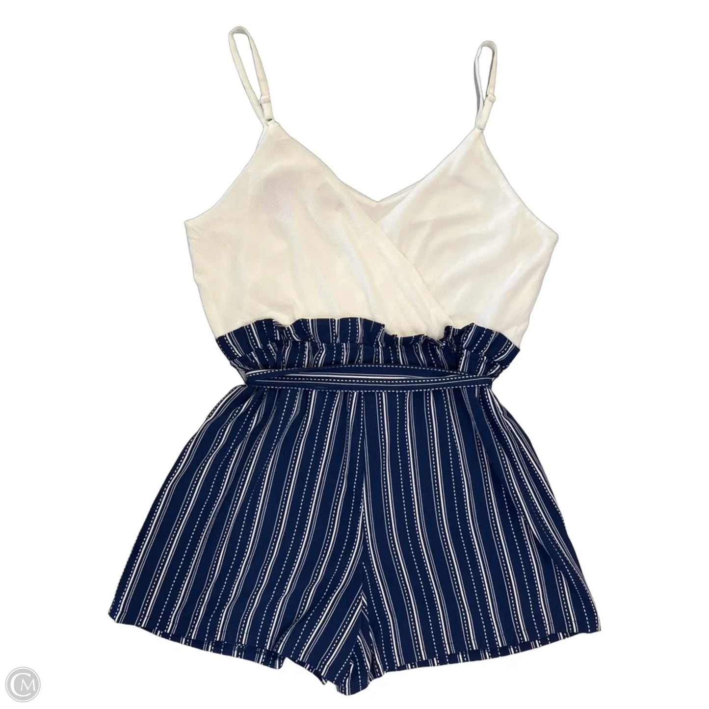Romper By Lily Rose In Blue & White, Size: Xl