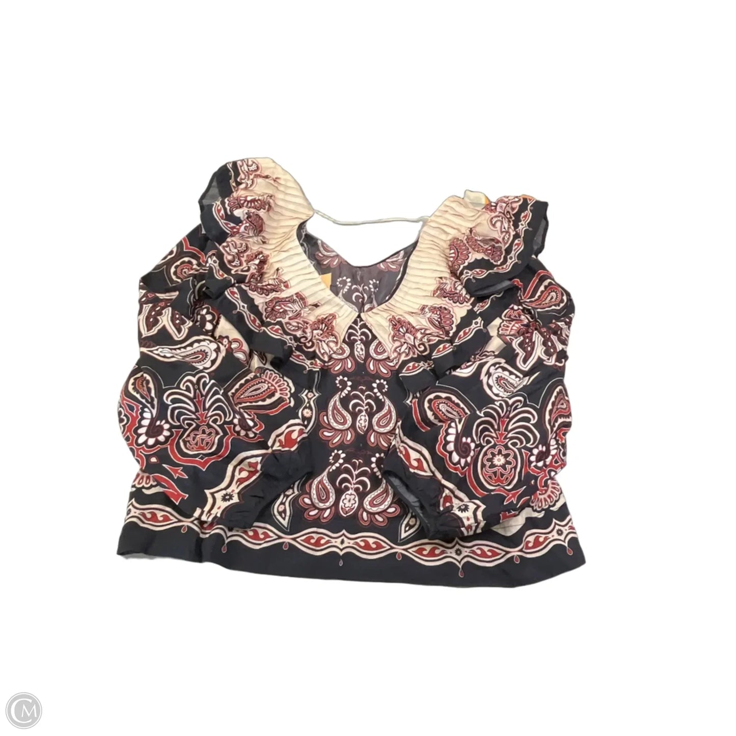 Blouse Long Sleeve By Farm Rio In Cream & Red, Size: Xl