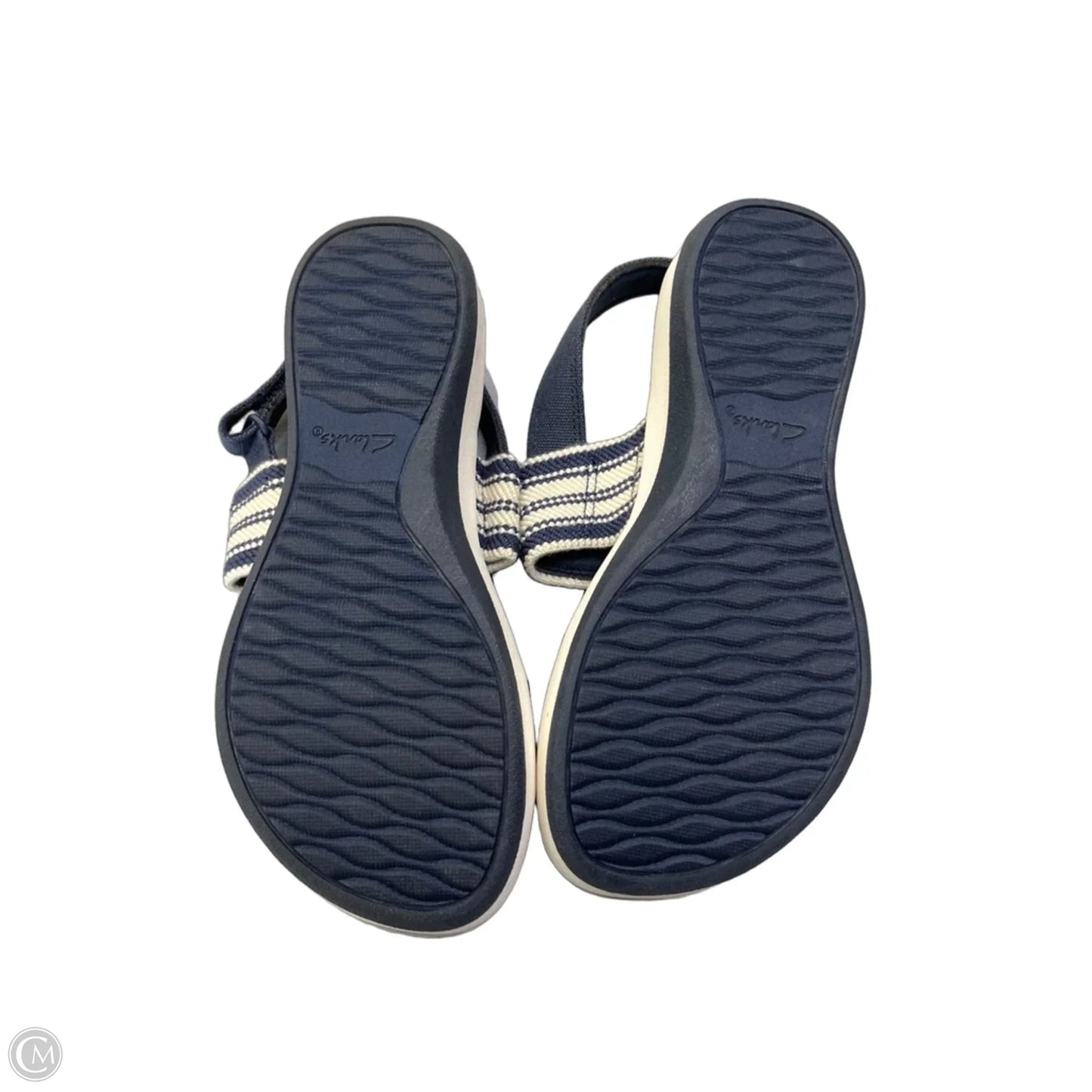 Sandals Flats By Clarks In Blue & Cream, Size: 6.5