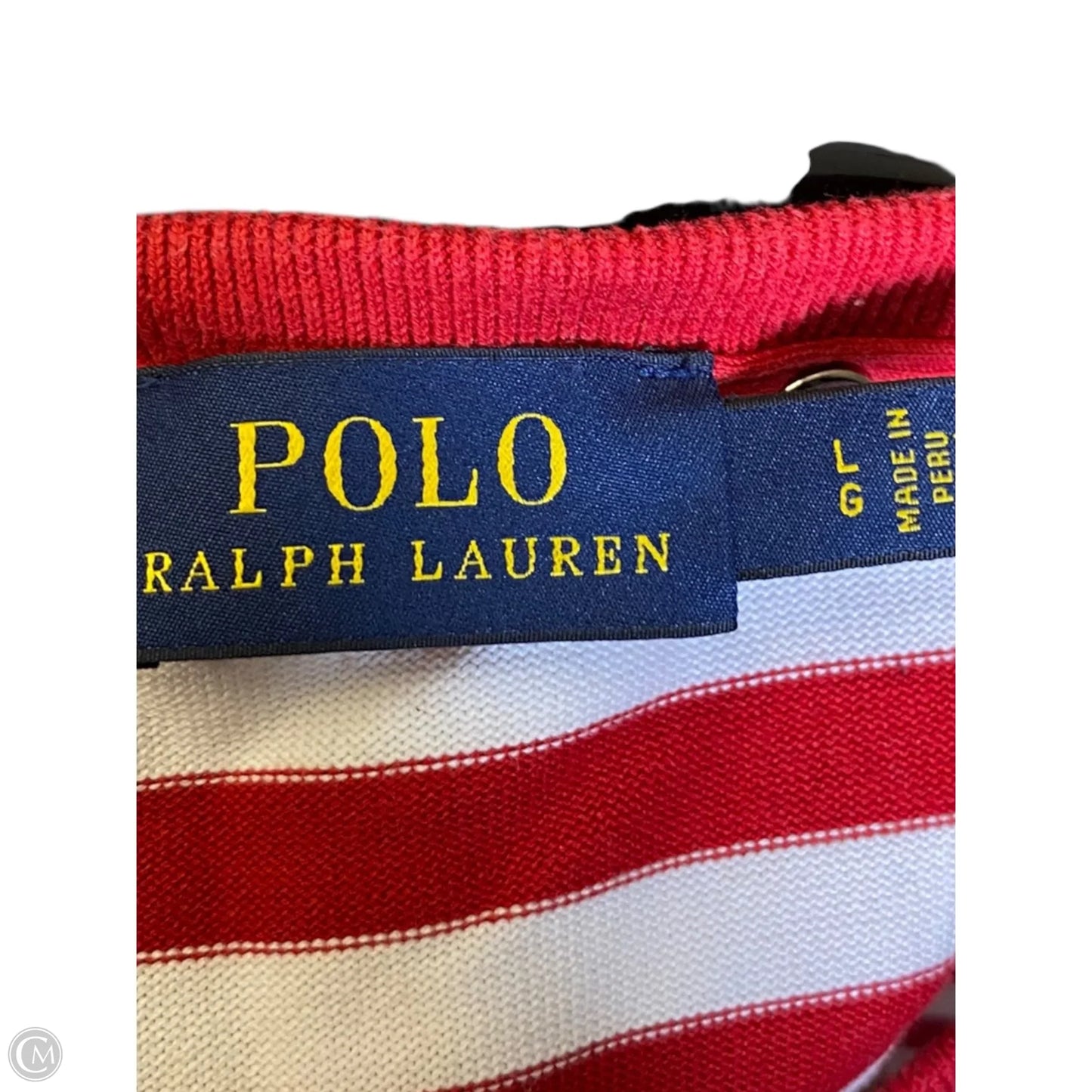 Dress Casual Midi By Polo Ralph Lauren In Red & White, Size: L
