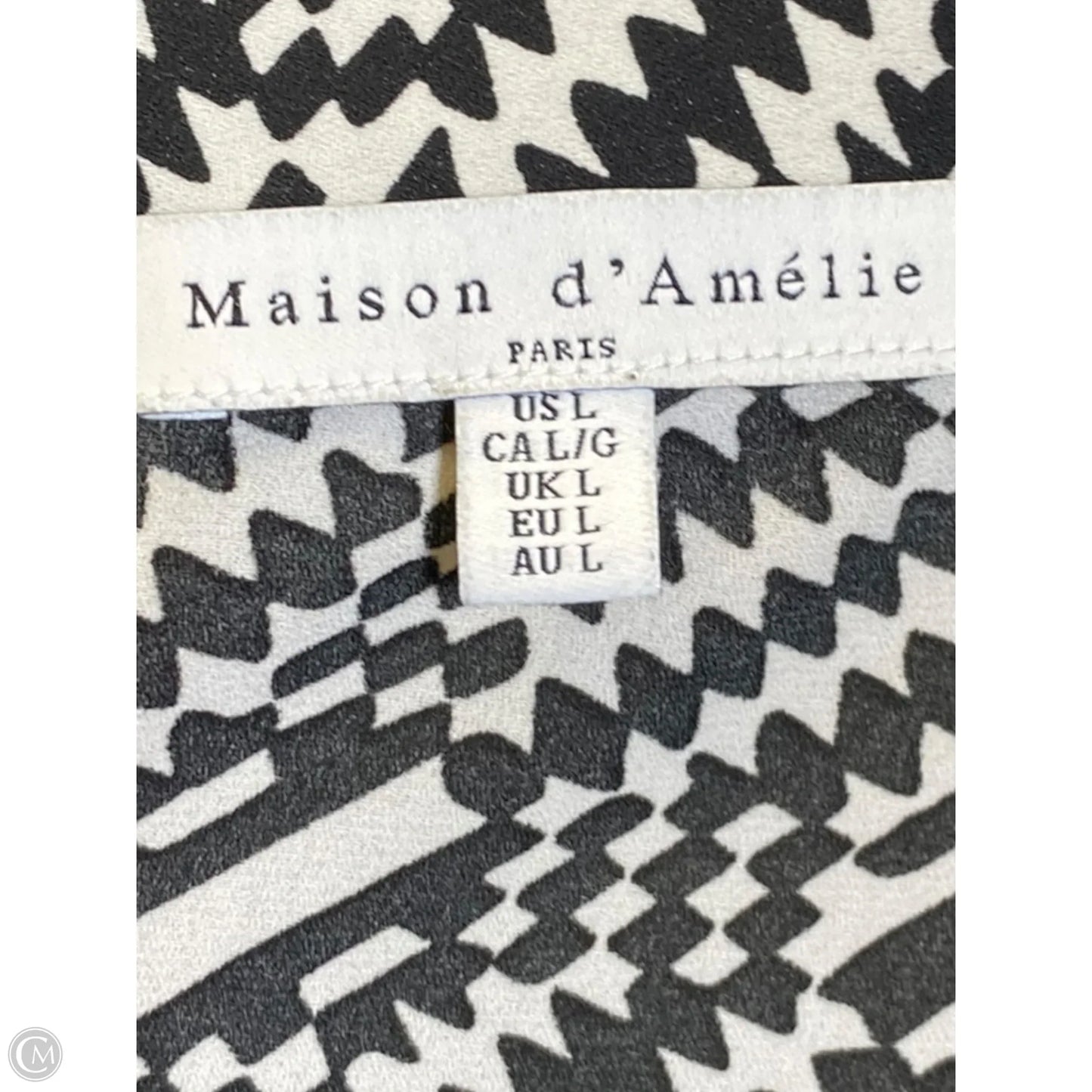 Top Short Sleeve By Maison Damelie In Black & White, Size: L
