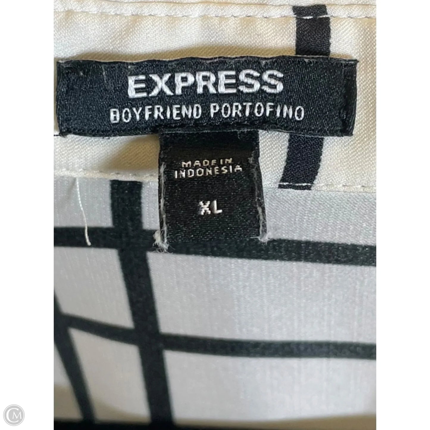 Blouse Long Sleeve By Express In Black & White, Size: Xl