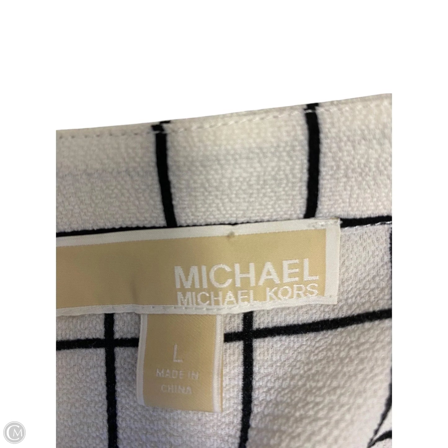 Top Long Sleeve Designer By Michael Kors In Black & White, Size: L