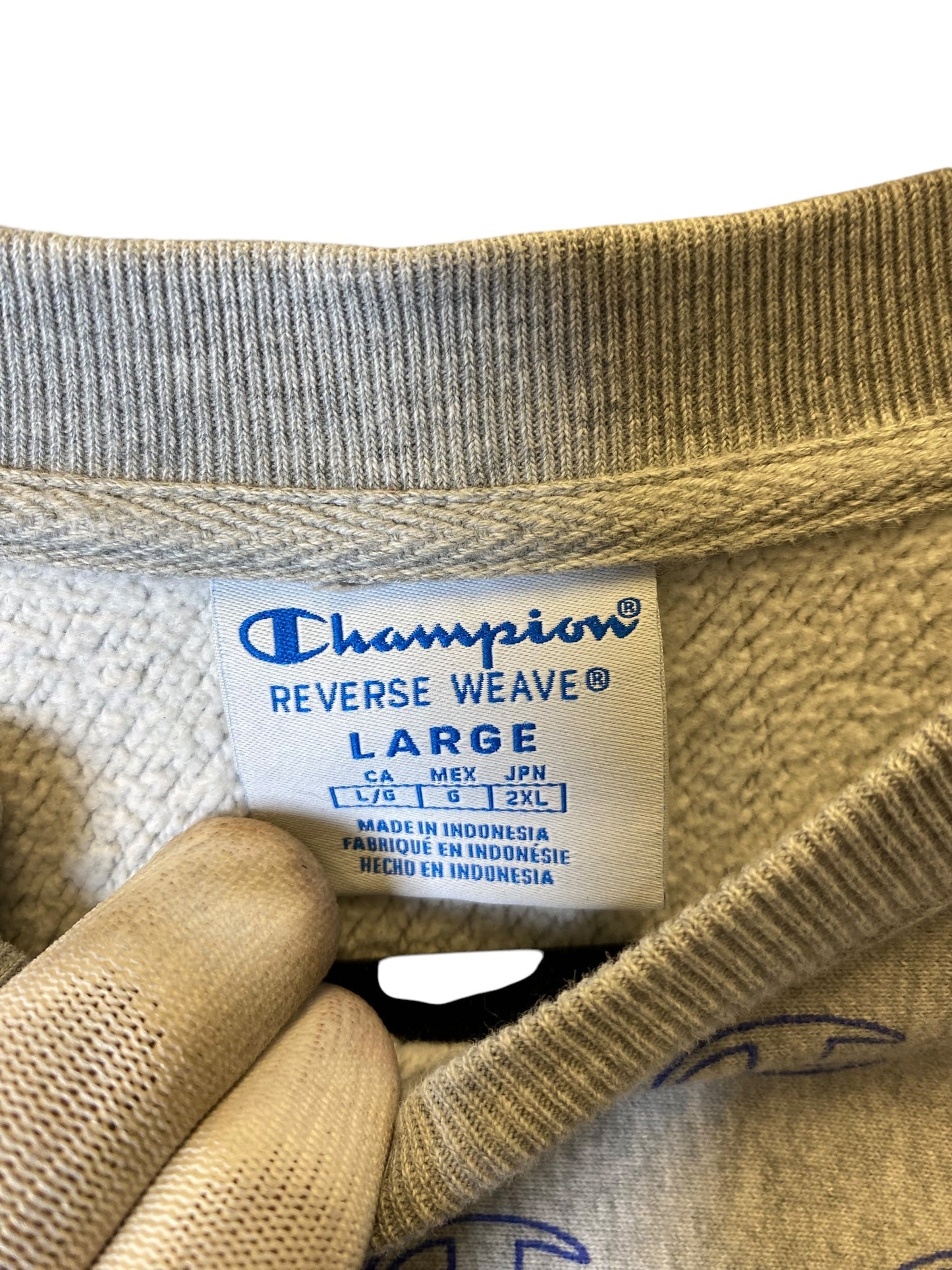 Sweater By Champion In Blue & Grey, Size: L