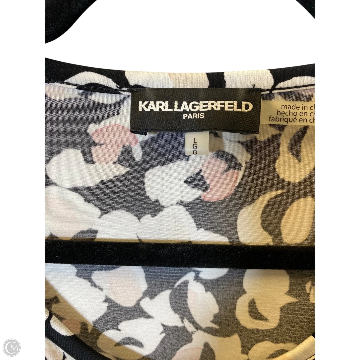 Top 3/4 Sleeve Designer By Karl Lagerfeld In Multi-colored, Size: L