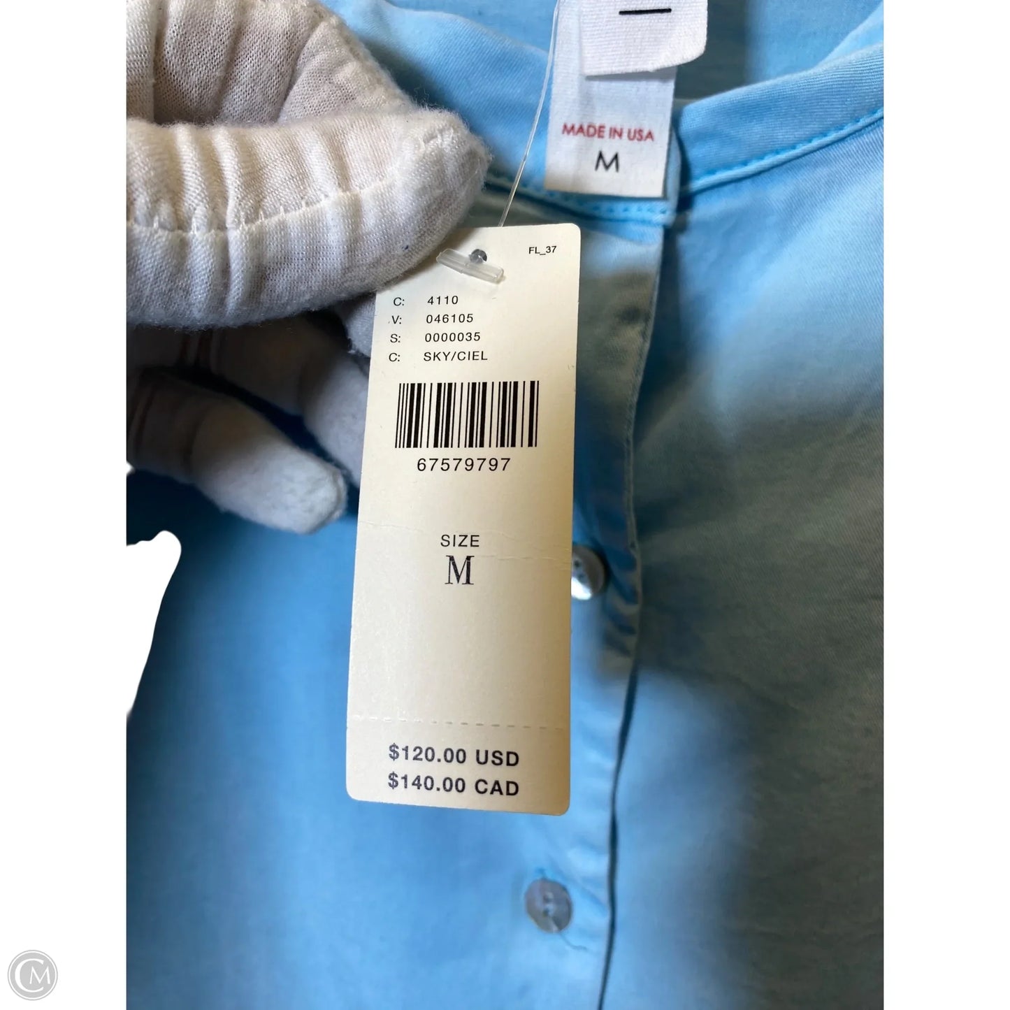 Blouse Long Sleeve Designer By Amadi In Blue, Size: M