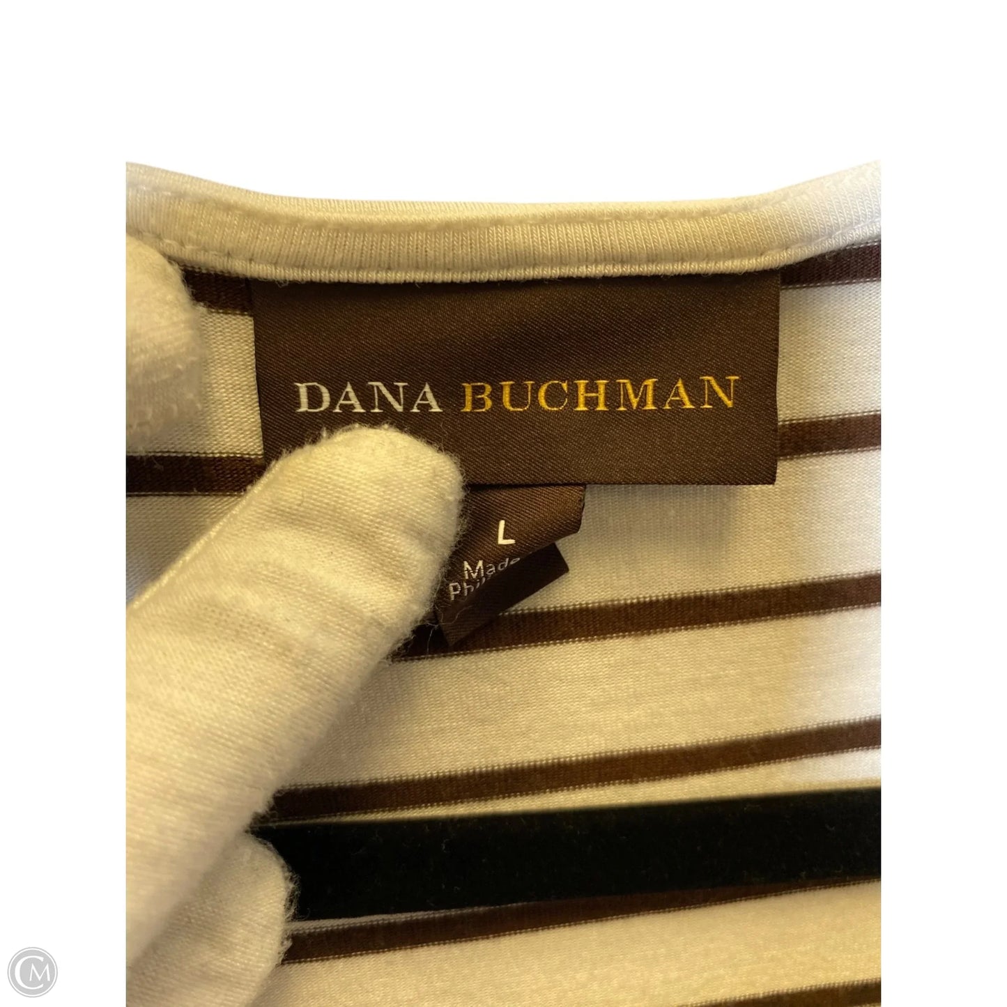 Top 3/4 Sleeve By Dana Buchman In Striped Pattern, Size: L