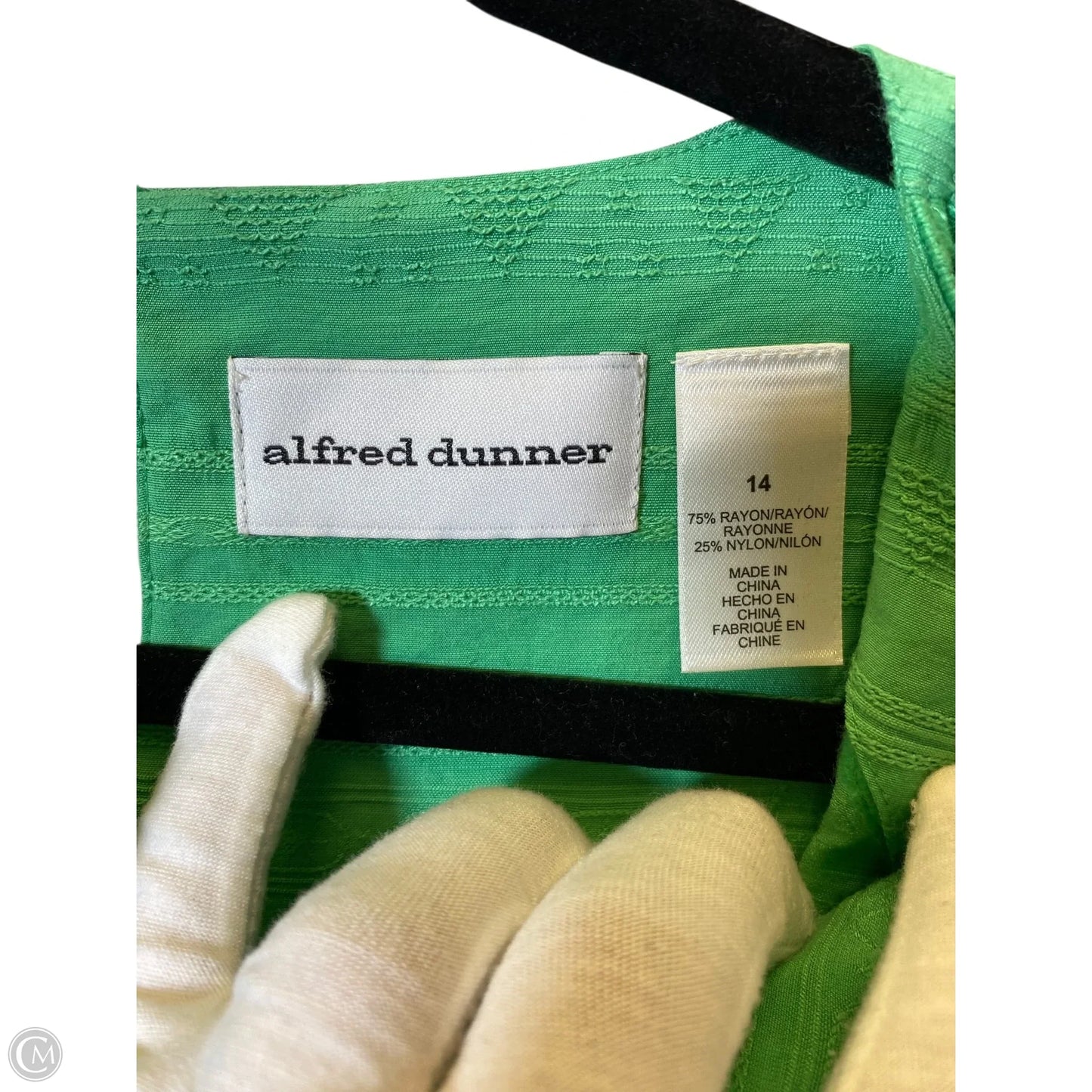 Top 3/4 Sleeve By Alfred Dunner In Green, Size: 14