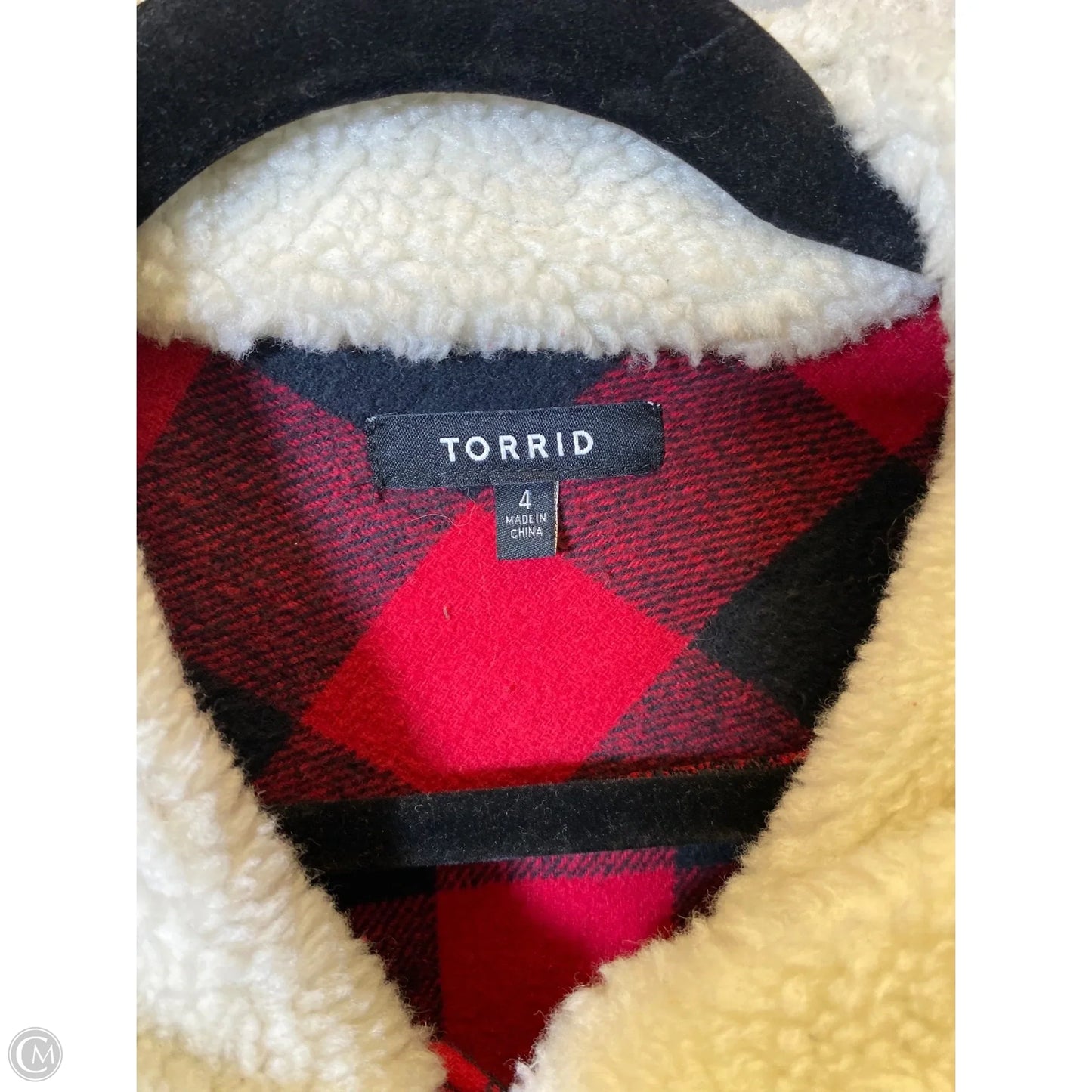 Jacket Faux Fur & Sherpa By Torrid In Black & Red, Size: 4x