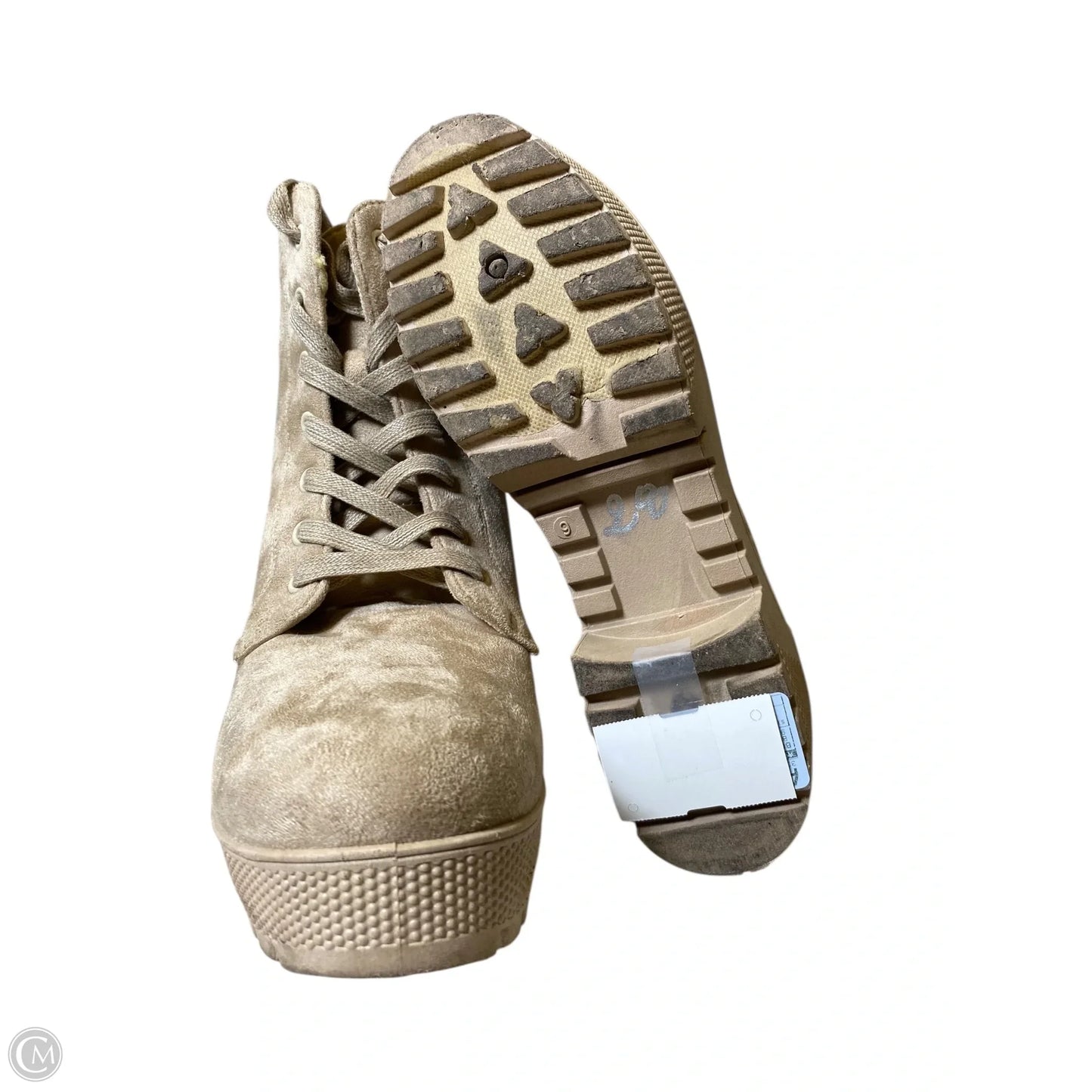 Boots Mid-calf Heels By Chinese Laundry In Beige, Size: 9