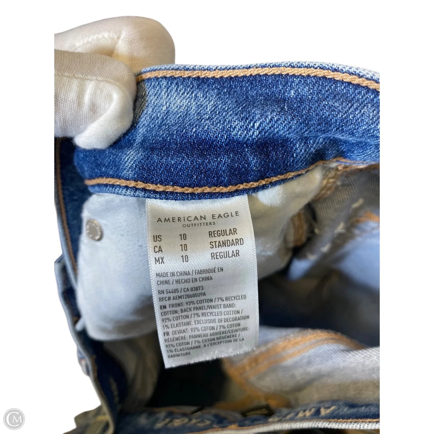 Jeans Straight By American Eagle In Blue Denim, Size: 10