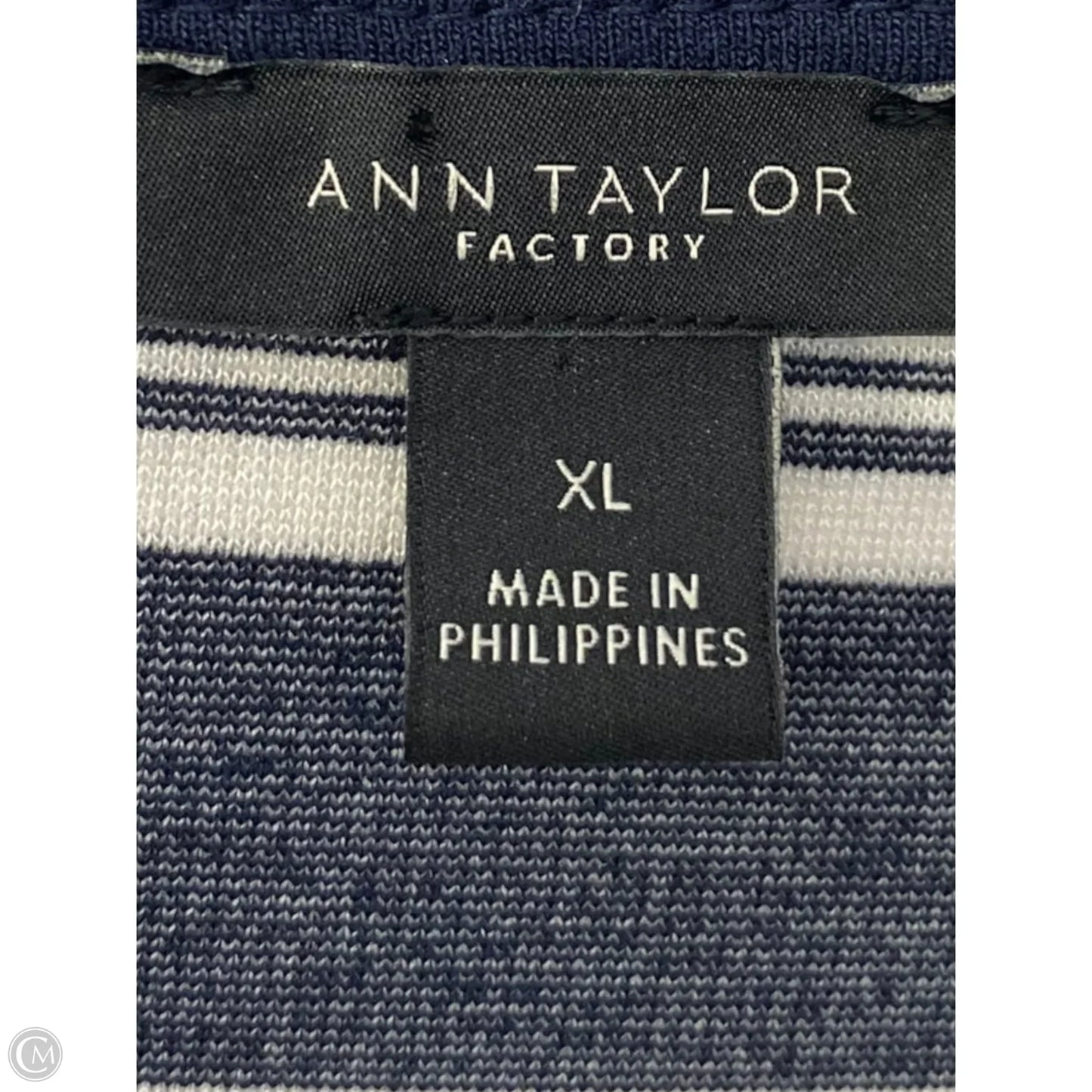 Top Long Sleeve By Ann Taylor In Blue & White, Size: Xl