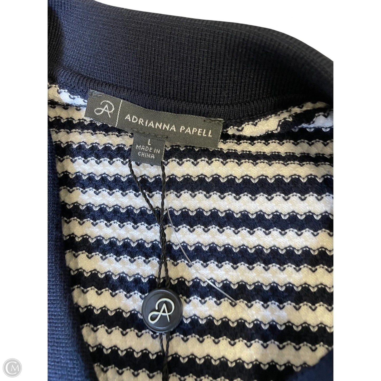 Top Short Sleeve By Adrianna Papell In Blue & White, Size: L