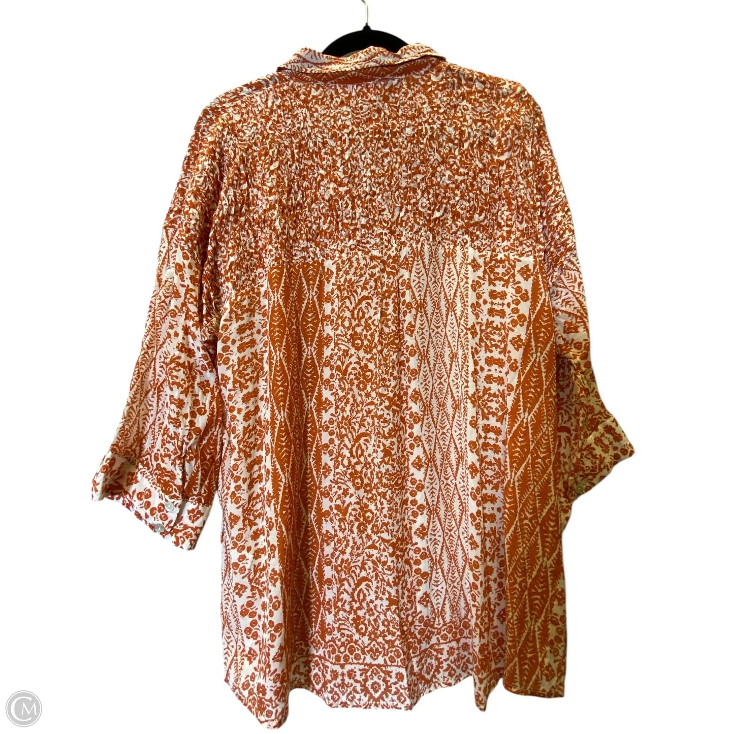 Blouse Long Sleeve By Clothes Mentor In Cream & Orange, Size: Xs
