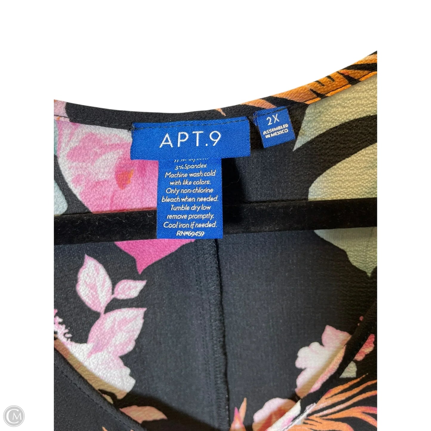 Top Short Sleeve By Apt 9 In Floral Print, Size: 2x