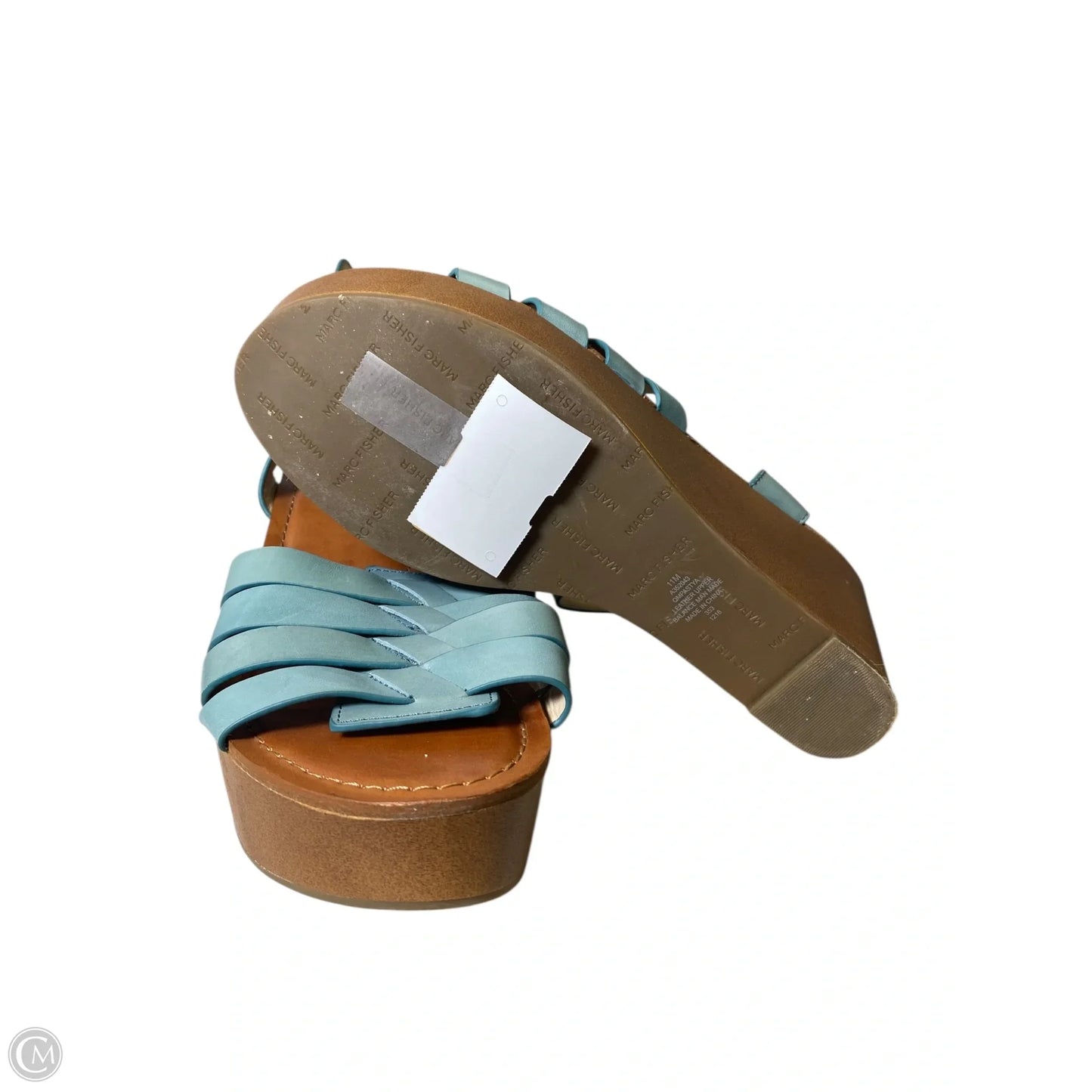 Sandals Heels Wedge By Marc Fisher In Blue & Brown, Size: 11