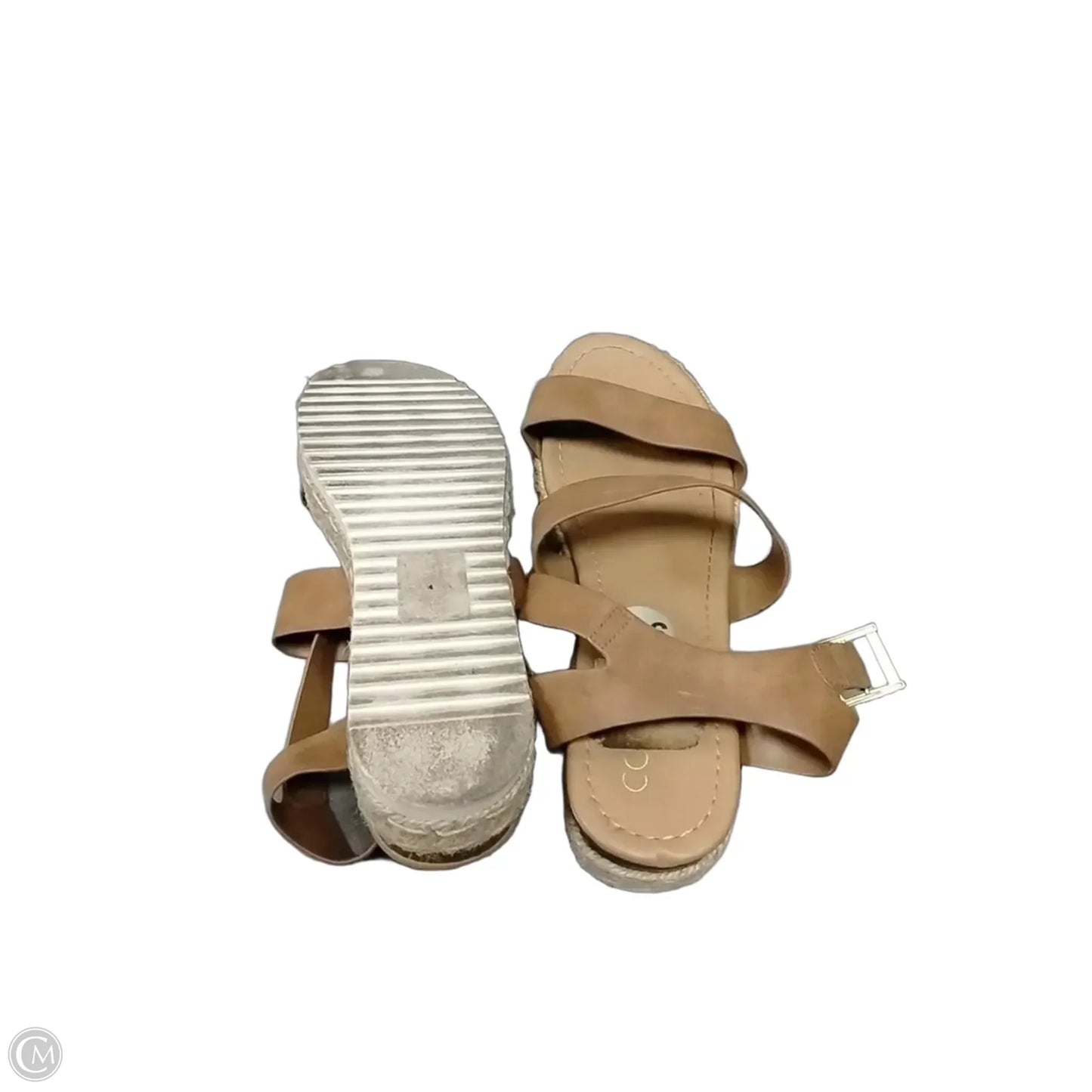 Sandals Heels Wedge By Coconuts In Tan, Size: 9.5