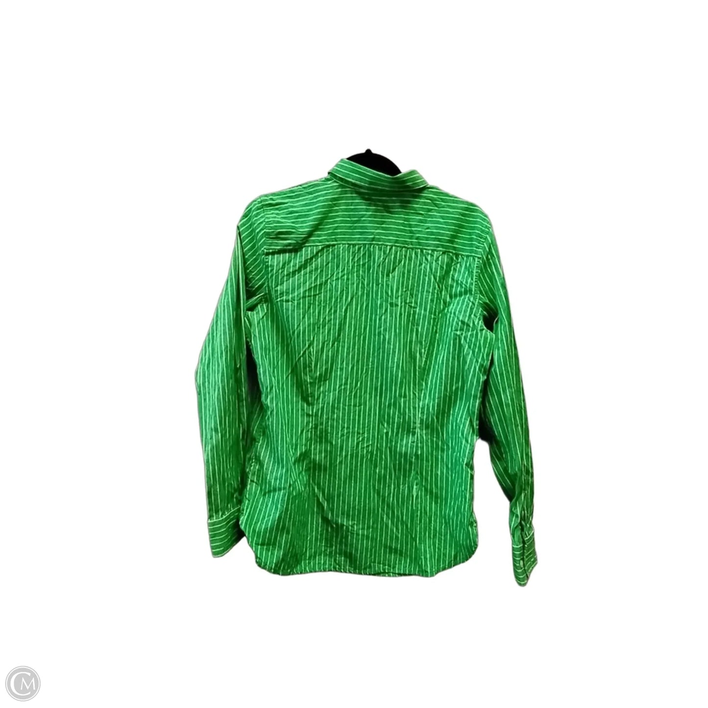 Blouse Long Sleeve By Lauren Jeans Co In Green & White, Size: L