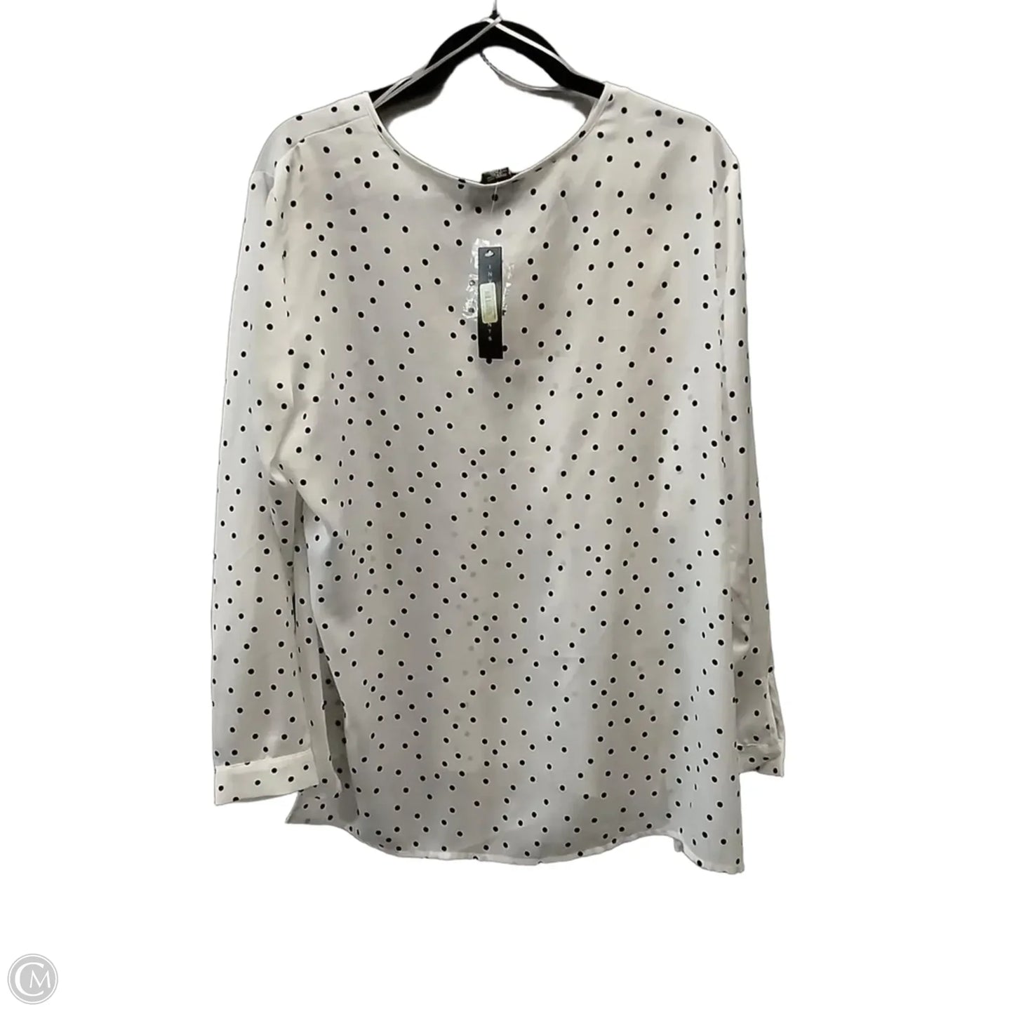 Blouse Long Sleeve By Investments In Polkadot Pattern, Size: Xl