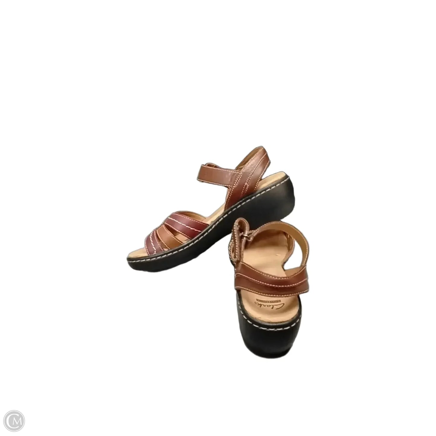 Sandals Heels Block By Clarks In Brown, Size: 5