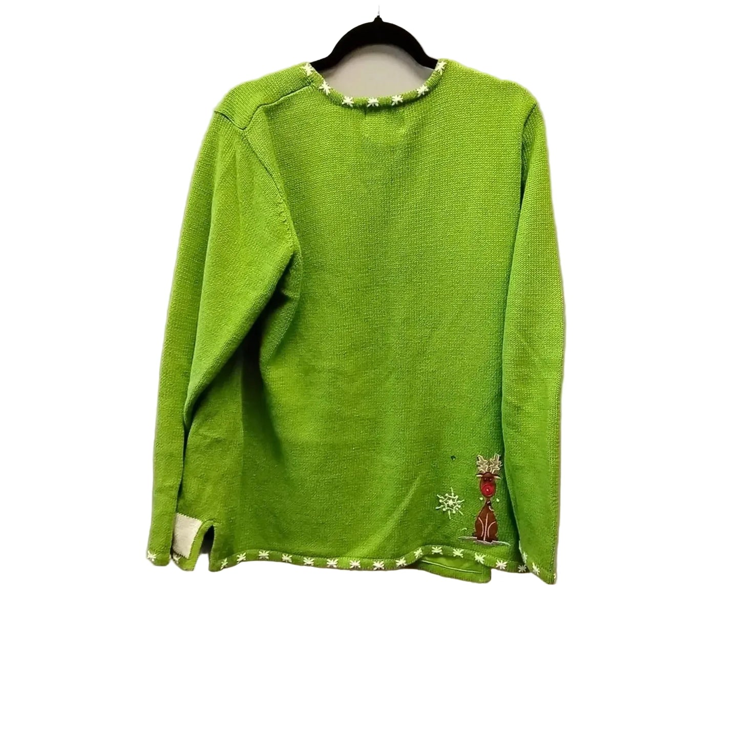 Sweater By Quaker Factory In Green, Size: L