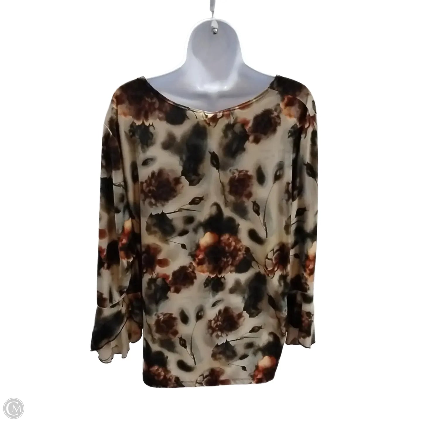 Blouse Long Sleeve By Clothes Mentor In Brown, Size: 3x