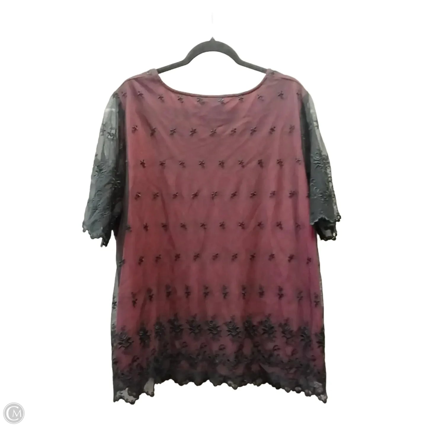 Blouse Short Sleeve By Carole Little In Black & Red, Size: 2x