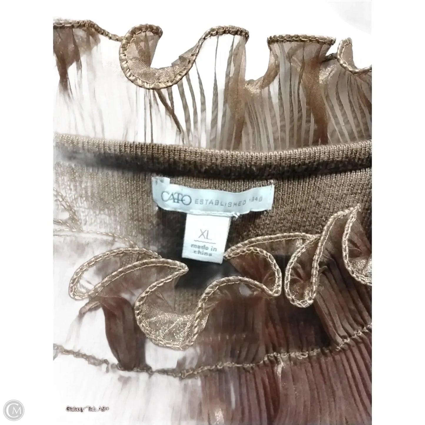 Blouse Long Sleeve By Cato In Brown, Size: Xl